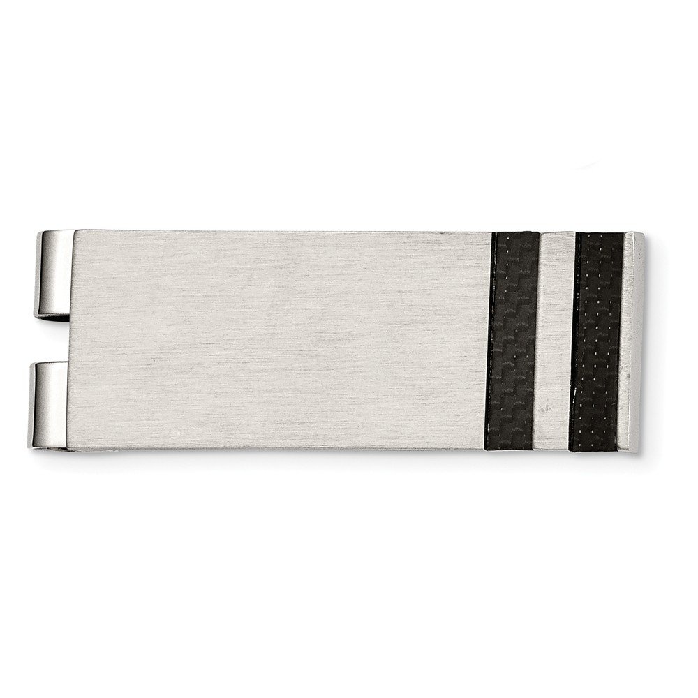 Premium Stainless Steel Money Clip with Brushed Black Carbon Fiber Inlay - Slim & Secure Wallet Alternative for Men - Perfect for Cash, Cards & Everyday Carry