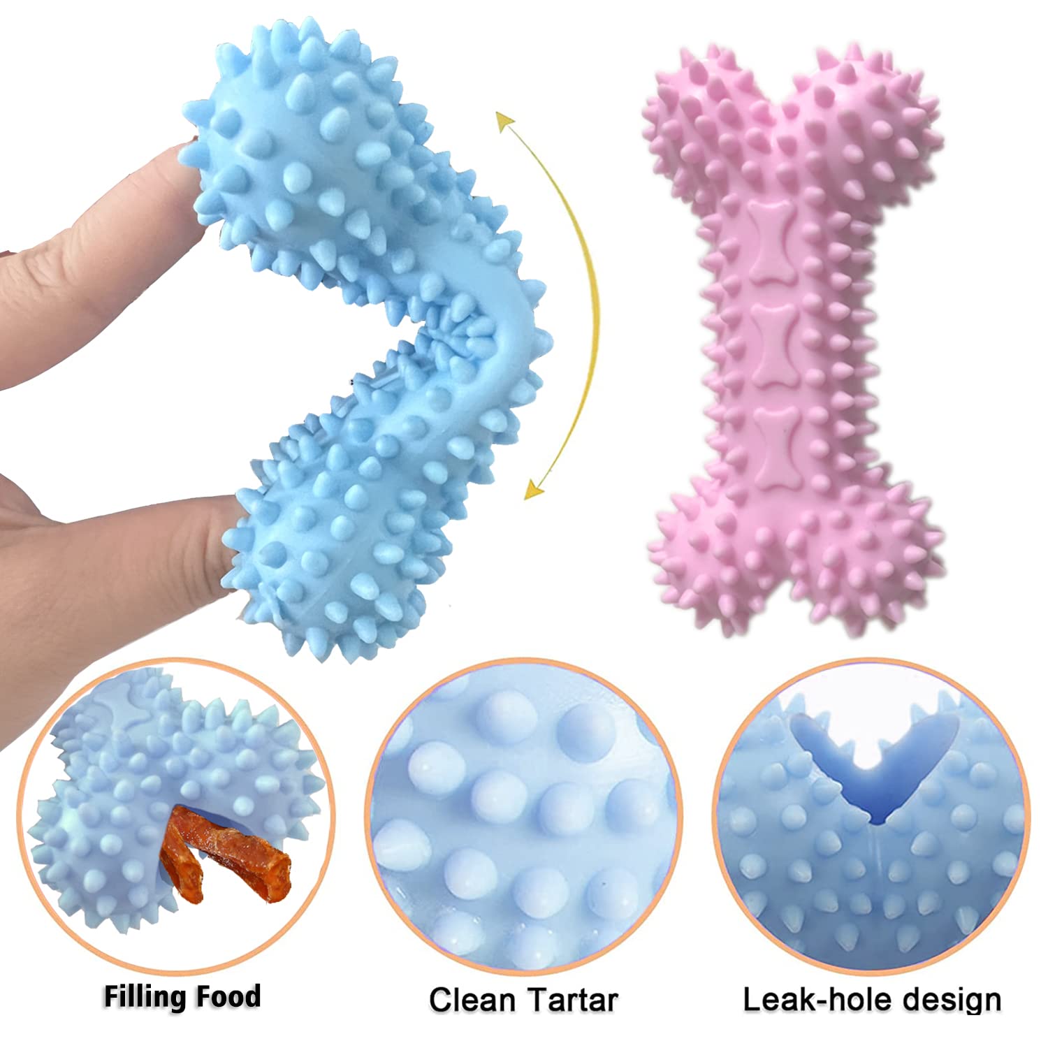 **Durable Puppy Teething Toys for Small & Medium Dogs – Natural Rubber & Cotton Chew Toys to Soothe Pain & Anxiety – 4-Pack (Blue) – Perfect for Puppy Training & Playtime**