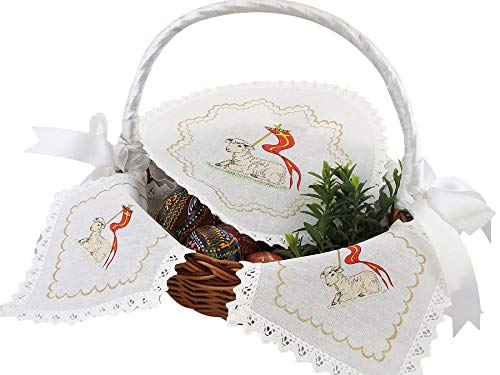 Traditional Polish Easter Basket Doily Liners Set - Handmade Lace Decoration for Easter Lamb Blessing | Perfect for Easter Celebrations, Home Decor & Gift Giving