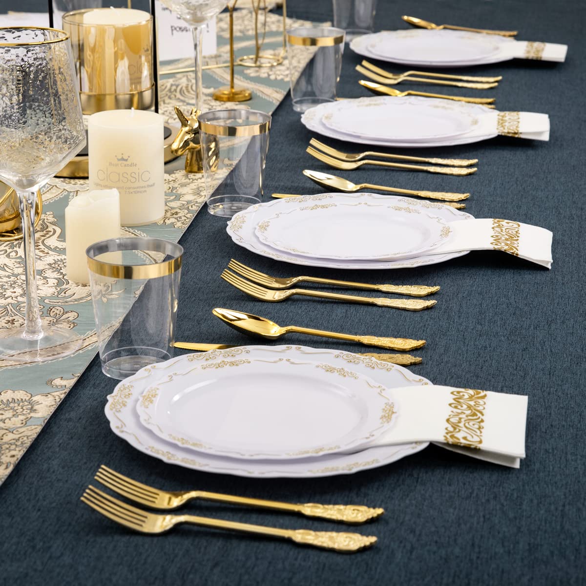 Premium 800-Piece Gold Dinnerware Set - 100pc 10.25