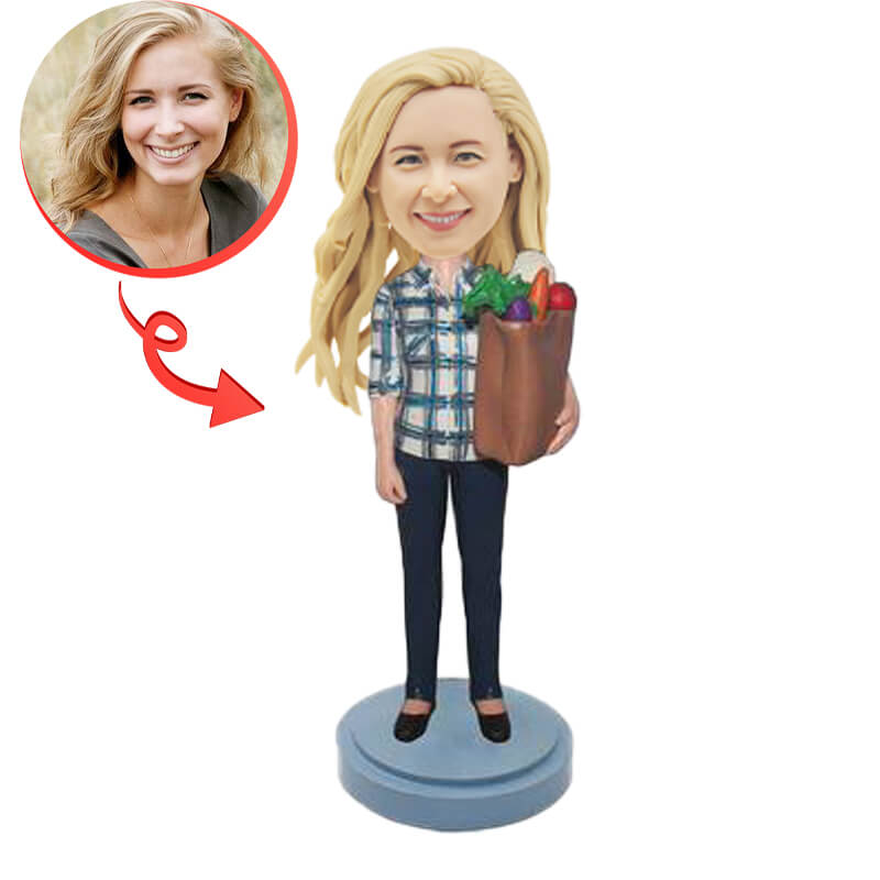 Custom Bobblehead for Women - Personalized Shopping Girl Figurine - Unique Gift for Her - Perfect for Birthdays, Anniversaries & Office Decor
