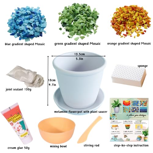 jiezaidada Mosaic Puzzles Craft Kit for Adults - DIY Flowerpot Planter with Step-by-Step Guide, Creative Arts & Crafts Hobby Kit for Women & Men - Perfect for Home Decor, Christmas Gifts, and Relaxation Therapy