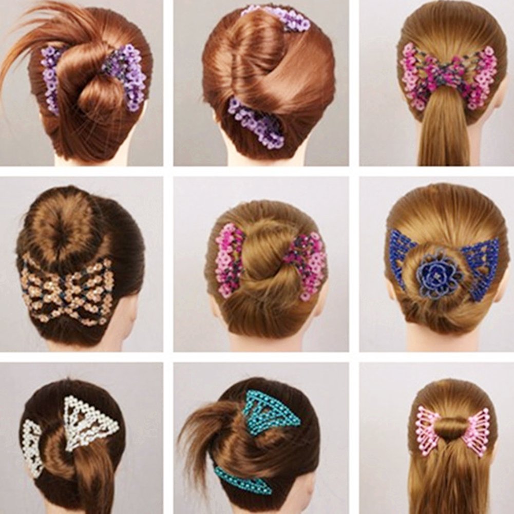 Ruihfas Delicate Pearl Hair Clips for Women & Girls - Stretch Beaded Double Hair Comb Jewelry Accessories (Black) - Perfect for Weddings, Parties & Everyday Elegant Hairstyles