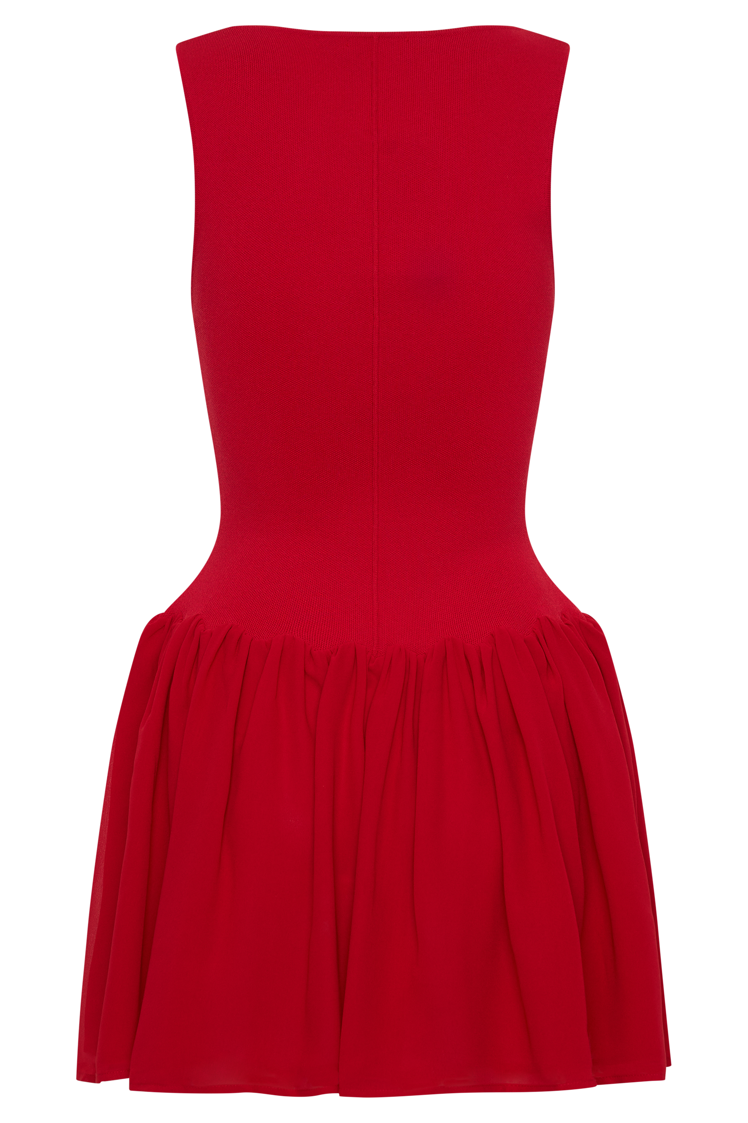 Elegant Ashleigh Knit and Chiffon Mini Dress in Red - Perfect for Parties, Date Nights & Special Occasions