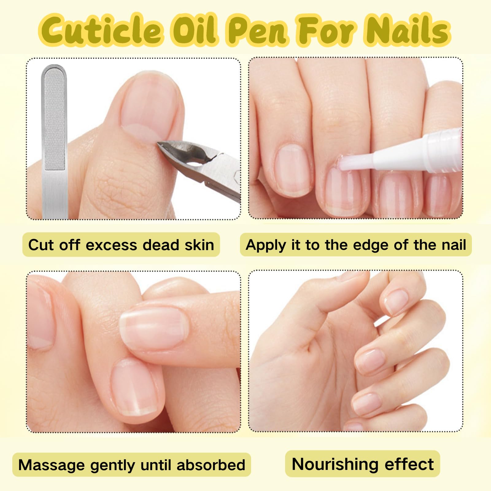 4Pcs Nail Growth Oil Pen for Brittle, Peeling & Weak Nails - Cuticle Oil Strengthener & Nail Care Treatment - Perfect for Manicures, Nail Salons & At-Home Nail Care