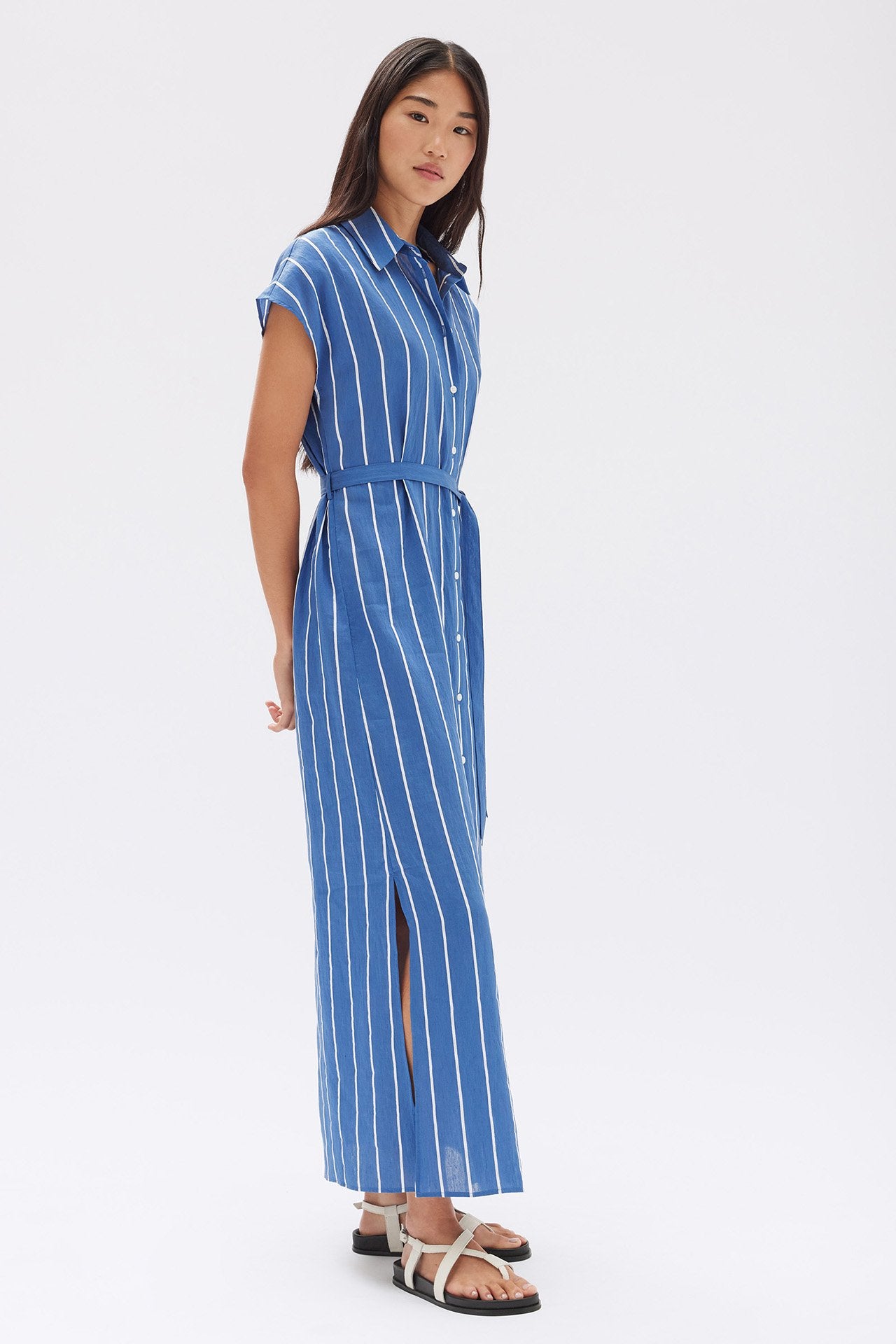 Ayla Striped Shirt Dress for Women - Casual Summer Button Down Tunic Dress with Pockets | Perfect for Office, Date Night & Weekend Outings
