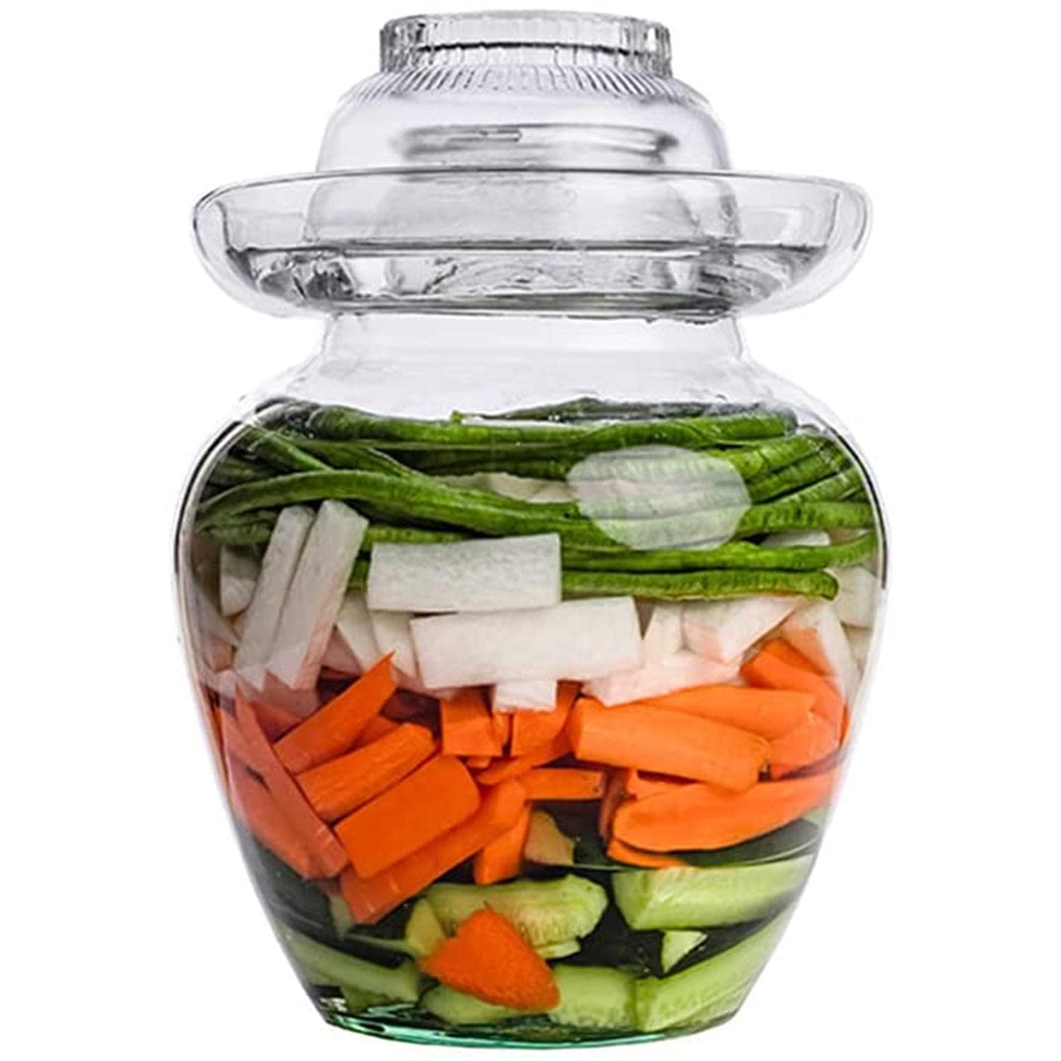 Premium Glass Fermentation Crock - Kimchi Jar & Pickle Fermenter with Airtight Lid for Homemade Sauerkraut, Vegetables & Wine Making | Ideal for Fermenting Foods & Craft Brewing at Home