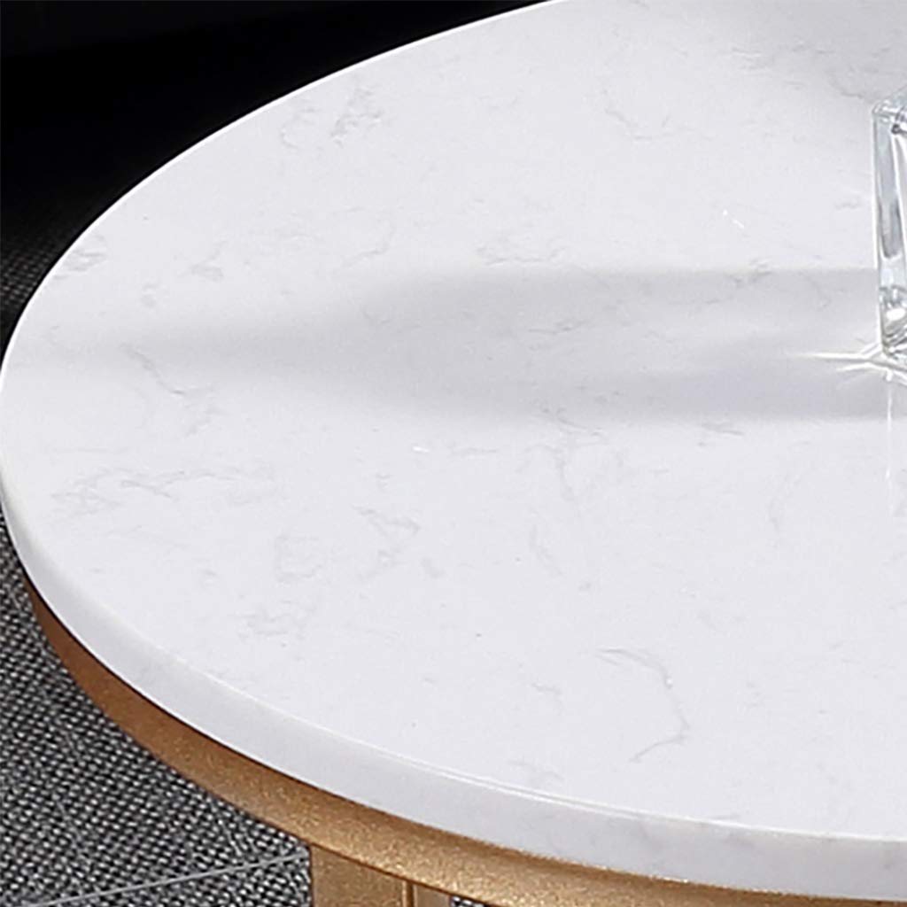 Round Marble Coffee Table Set with Steel Frame - Modern Tea Table for Living Room, Office & Home Decor - Perfect for Relaxing, Entertaining & Workspace