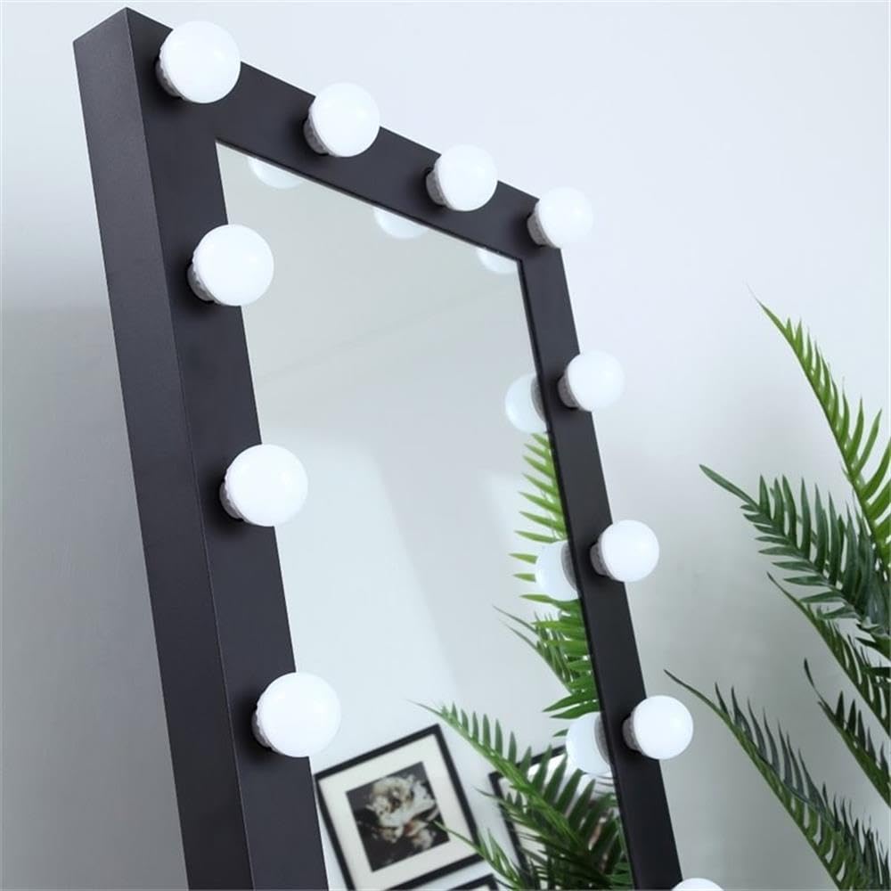 Black LED Vanity Mirror 5000K for Makeup & Bathroom Decor