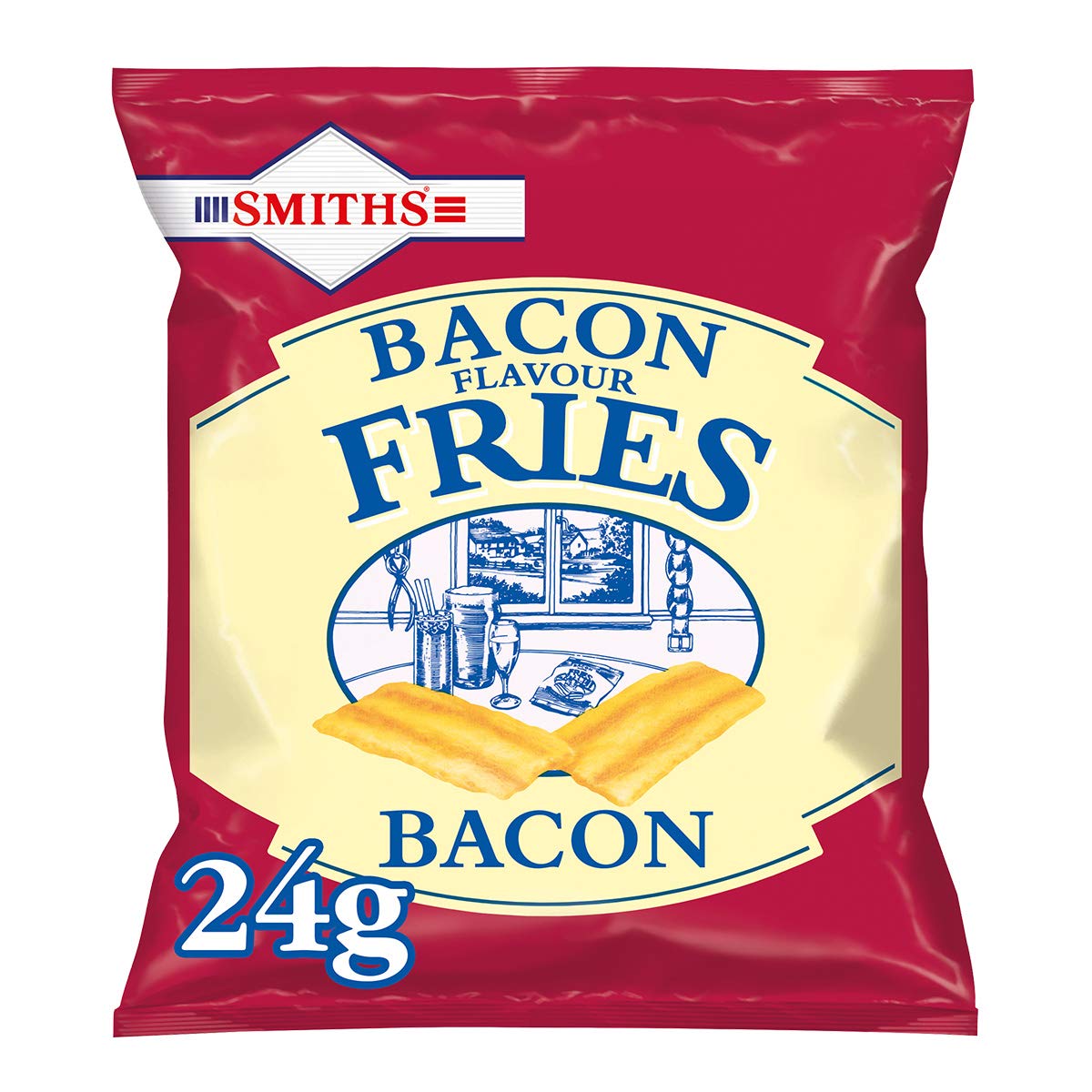 Smiths Snacks Bacon Salted Potato Chips 24 x 24g (Pack of 2) - Perfect for Parties, Movie Nights & Office Snacking
