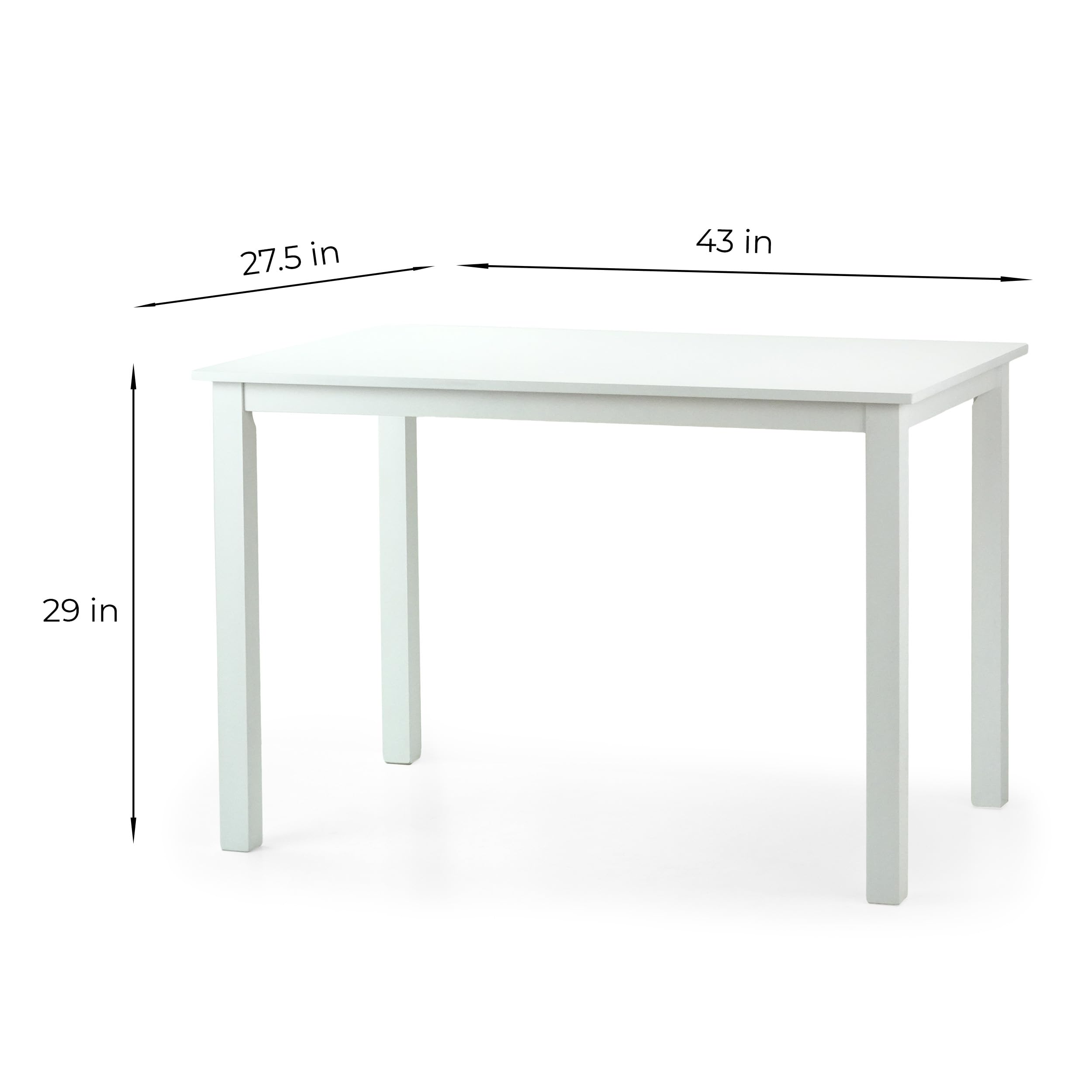Modern White Wooden Rectangular Dining Table - Contemporary Wickerix Kitchen Table for Dining Room, Breakfast Nook & Small Space Decor