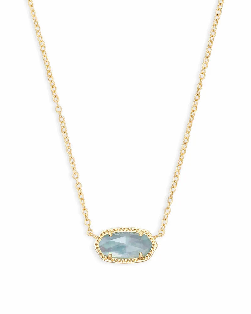 Elegant Elisa 14K Gold Pendant Necklace with Light Blue Illusion Crystal - Perfect for Weddings, Anniversaries & Special Occasions