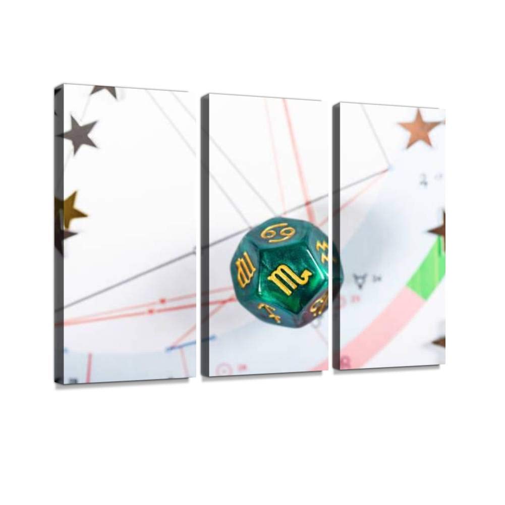 Scorpio Zodiac Dice Wall Art - 3 Panels for Living Room & Bedroom Decor