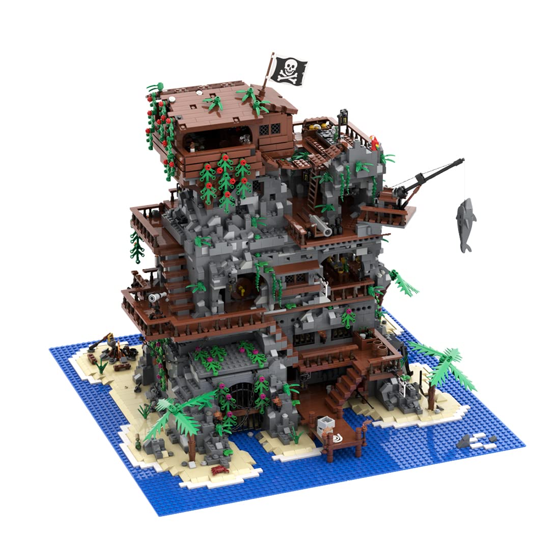 DOMANI Modular Building Blocks Medieval Pirate Fortress (6,647 Pieces) - MOC-99393 Large Corsair Fortress Model Architecture Kit | Lego 21322 Pirates of Barracuda Bay Compatible | Creative Castle Building for Adults & Collectors | Perfect for Display, Gifts & Medieval-Themed Dioramas