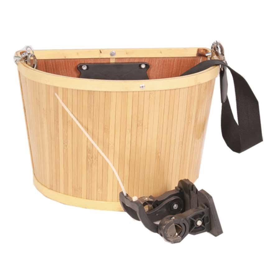 EVO E Cargo Bamboo QR Front Basket - Lightweight & Eco-Friendly Bike Basket for Urban Commuting, Grocery Shopping & Outdoor Adventures