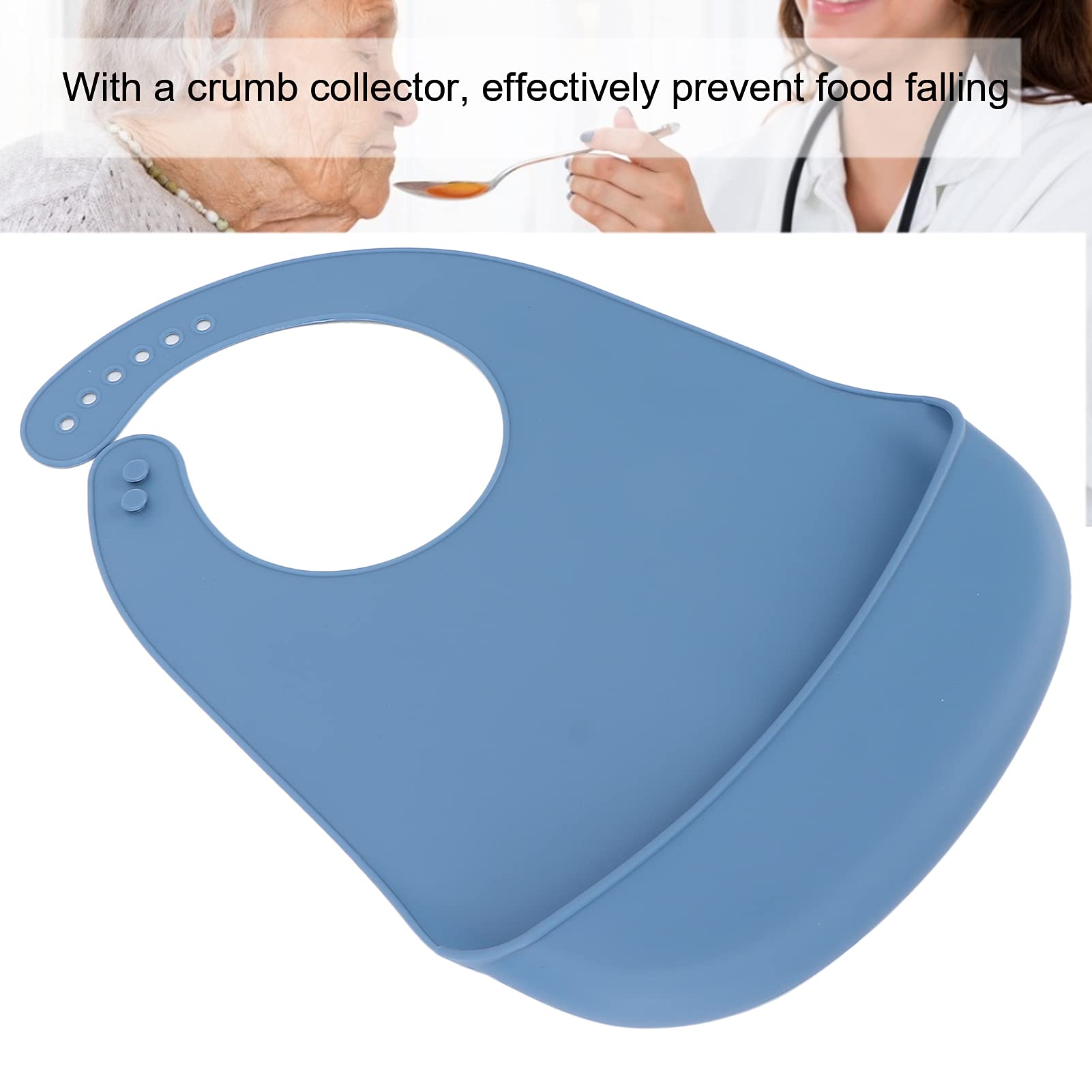 Adult Silicone Bibs for Eating - Waterproof & Reusable Clothing Protector for Seniors & Women with Food Catcher - Perfect for Mealtime, Dining Out & Assisted Living Care