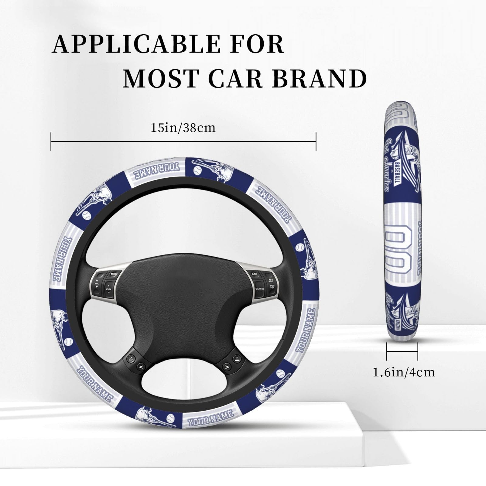 Custom Personalized Anti-Slip Steering Wheel Cover - LA Dodgers Themed with Name & Number - Universal Fit for Cars, SUVs & Trucks - Perfect Gift for Baseball Fans & Car Enthusiasts - Great for Game Day, Commuting & Road Trips