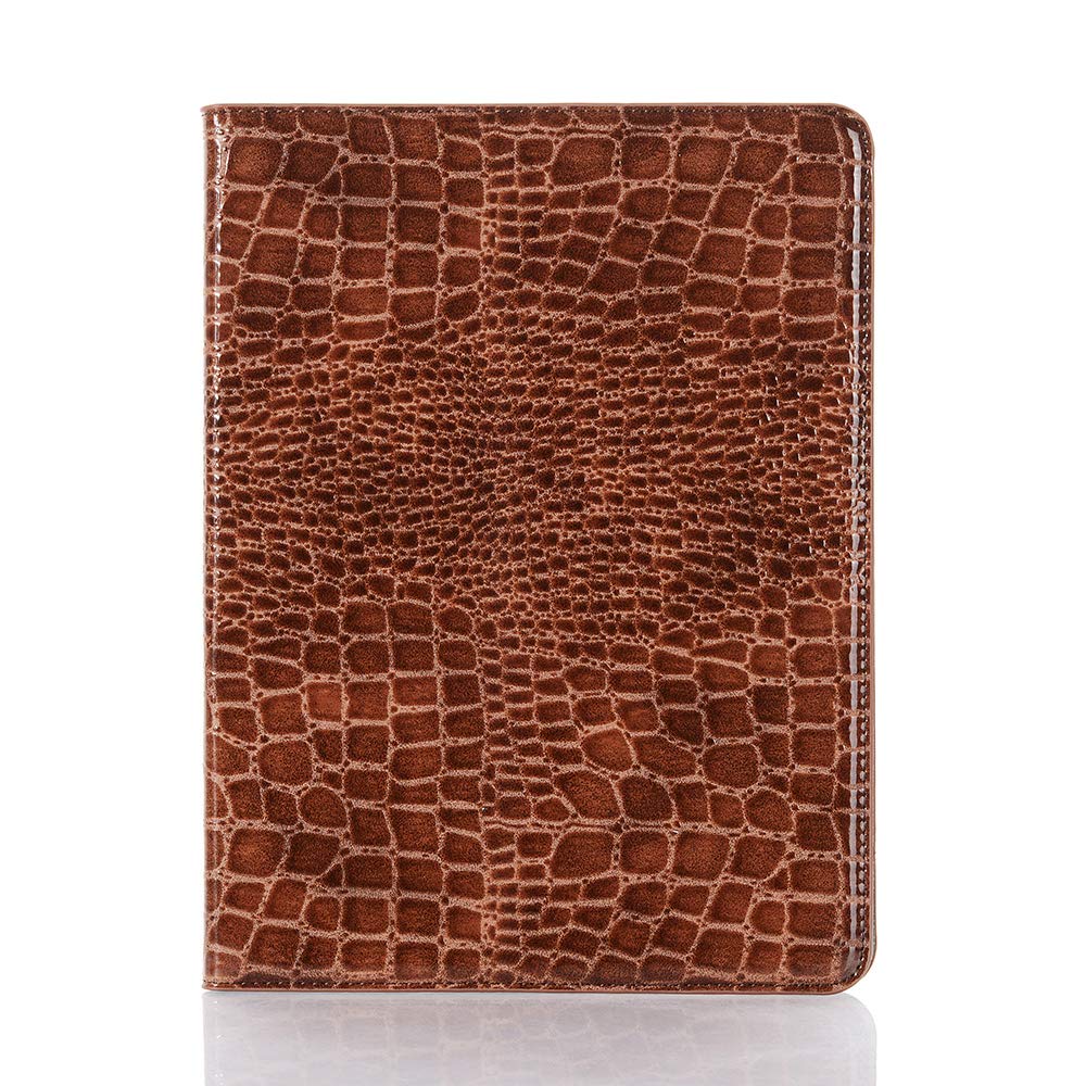 Premium Crocodile Synthetic Leather iPad Pro 11'' Case (6/5/4/3 Gen) & iPad Air 10.9'' Case (6th/5th/4th Gen) - DMaos Folio Smart Cover with Card Slots & Apple Pencil Holder | Auto Sleep/Wake | Stylish Brown | Perfect for Work, Travel & Daily Use