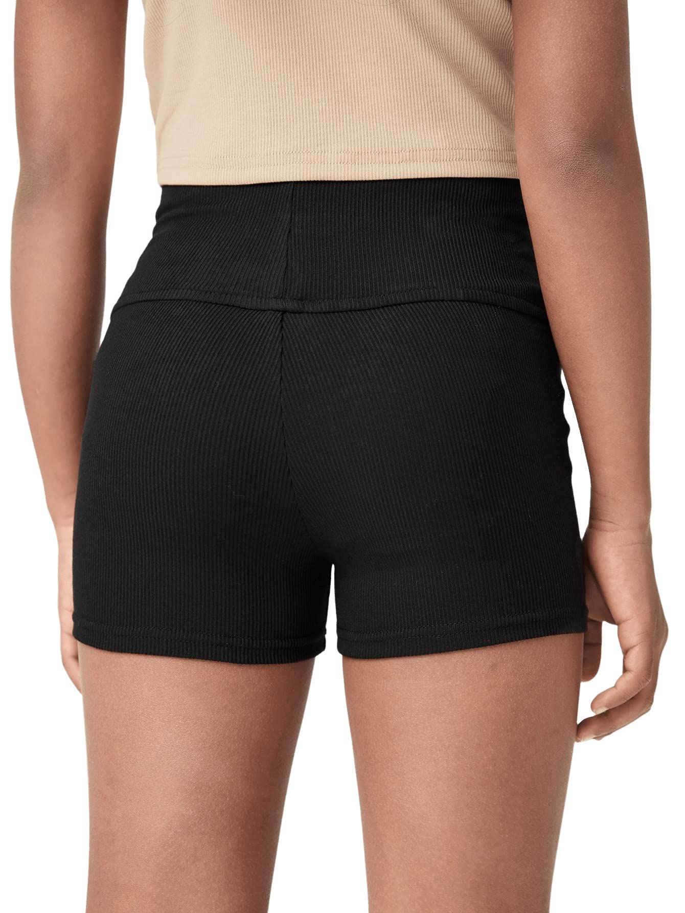 Floerns Girls Dance Shorts - Breathable Rib Knit Athletic Running Biker Shorts for Kids, Yoga, Gym & Playtime