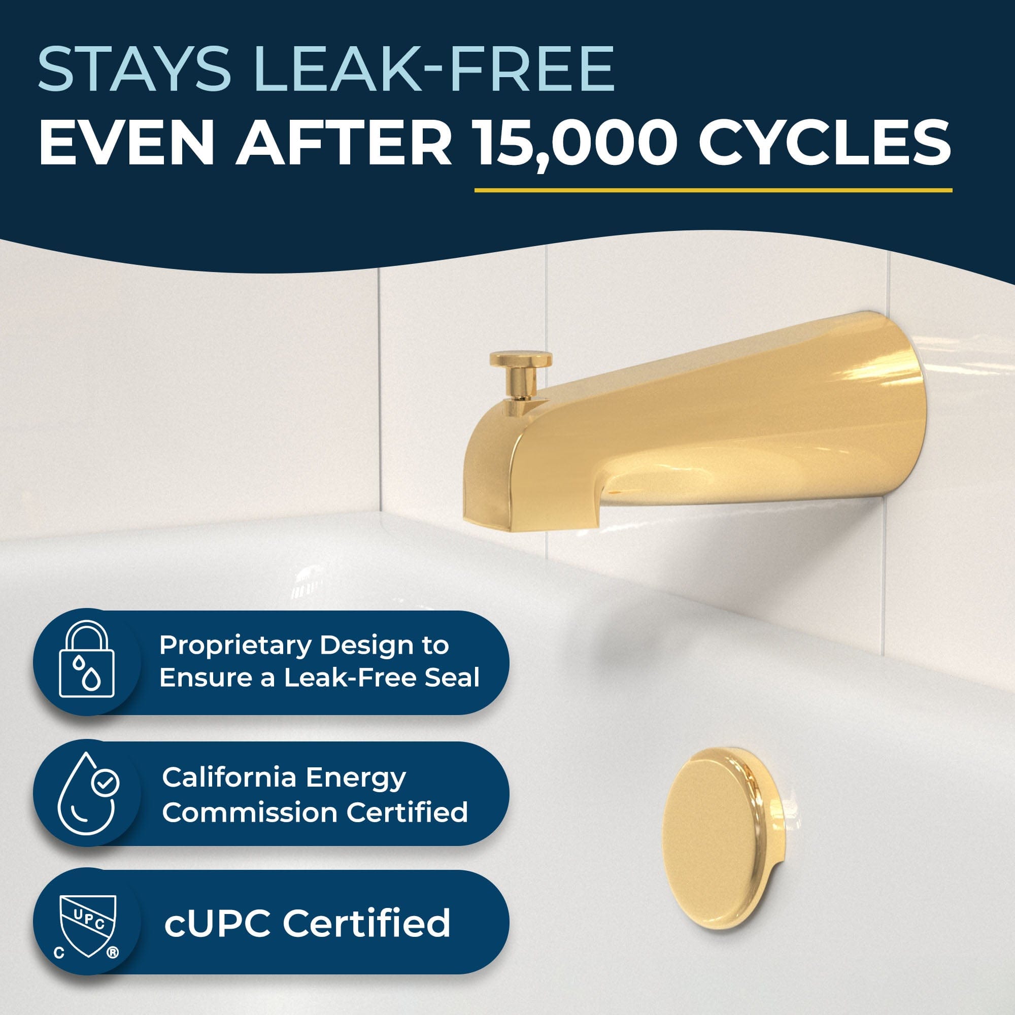 All Metal Tub Spout with Built-In Diverter - Premium Bathroom Faucet for Bathtub - Perfect for Home Renovation & Bathroom Upgrades