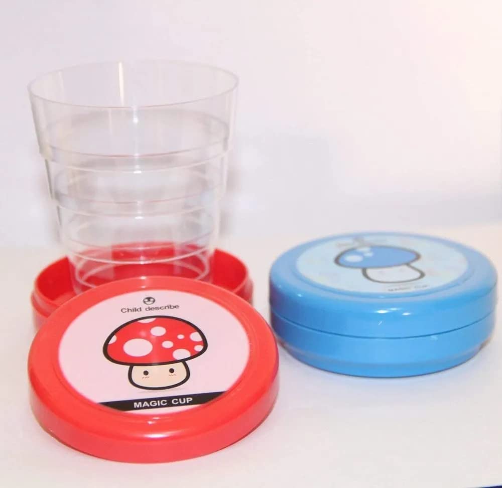 ServEzee Magic Cup for Kids – Set of 2 Collapsible Folding Travel Cups, Reusable Plastic Tumblers for Picnic, Camping, Hiking & Outdoor Activities - BPA-Free, Leak-Proof, Assorted Colors (2 Pack) - Perfect for School Lunches, Beach Trips and Car Adventures