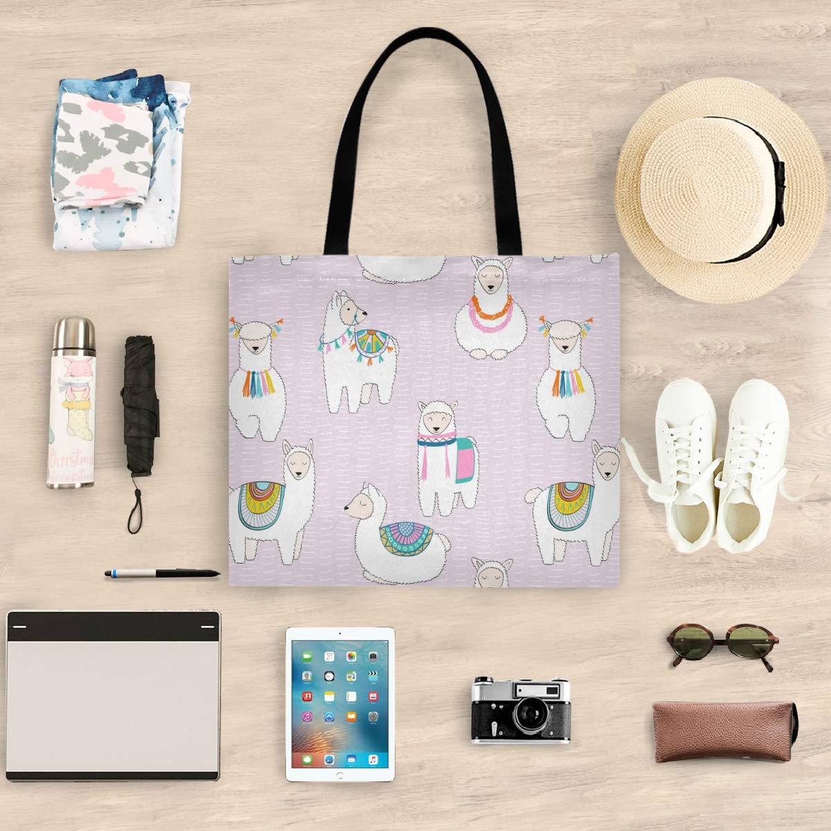 Visesunny Canvas Tote Bag for Women - Lightweight Foldable Shoulder Bag, Eco-Friendly Shopping Bag & Travel Handbag for Ladies, Teens, Girls - Perfect for Grocery, Beach, Work & Daily Use