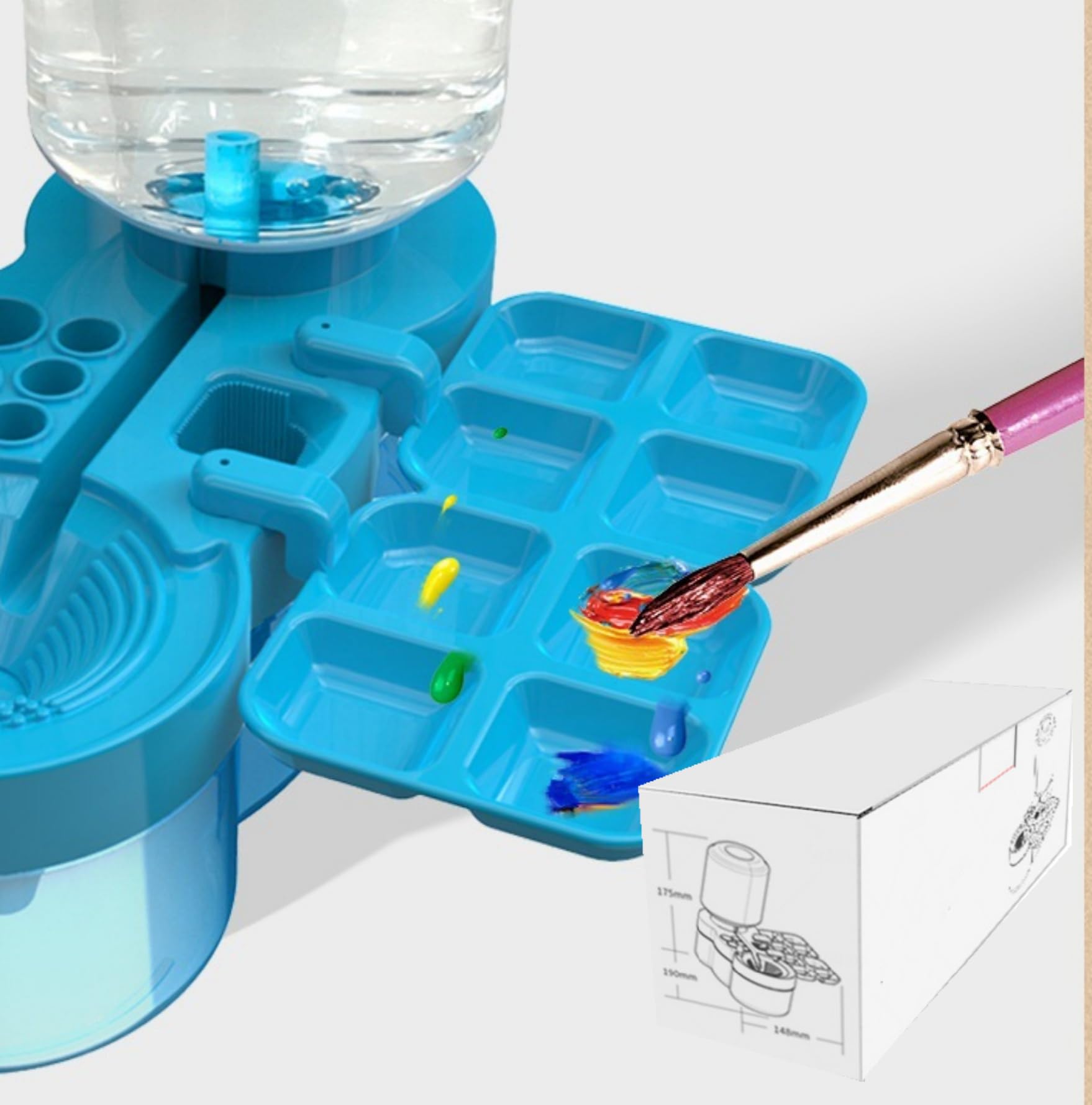 Premium Paint Brush Cleaner with Paint Tray - Acrylic Brush Washer & Water Dispenser Tool - Perfect for Artists, DIY Projects & Home Painting (1 Pack, Red)