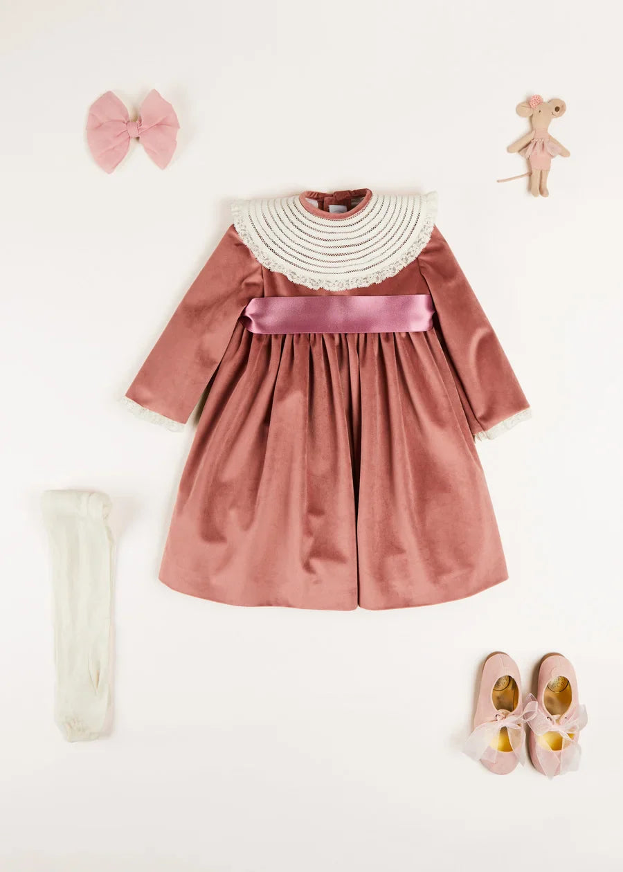 Pink Velvet Dress for Baby Girls - Soft & Stylish Outfit for Parties, Photos & Special Occasions