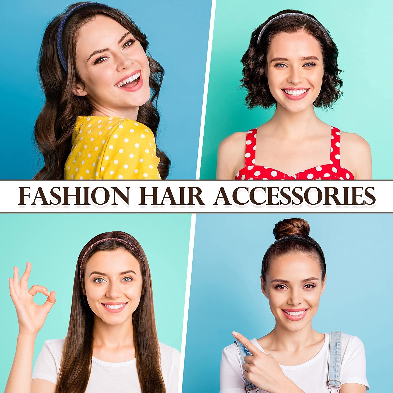 WOVOWOVO 7mm Thin Headbands for Women - 12 Pack Plastic Hairbands with Teeth for Girls, Teens & Women - Non-Slip Hair Accessories for Styling, Workouts & Everyday Use