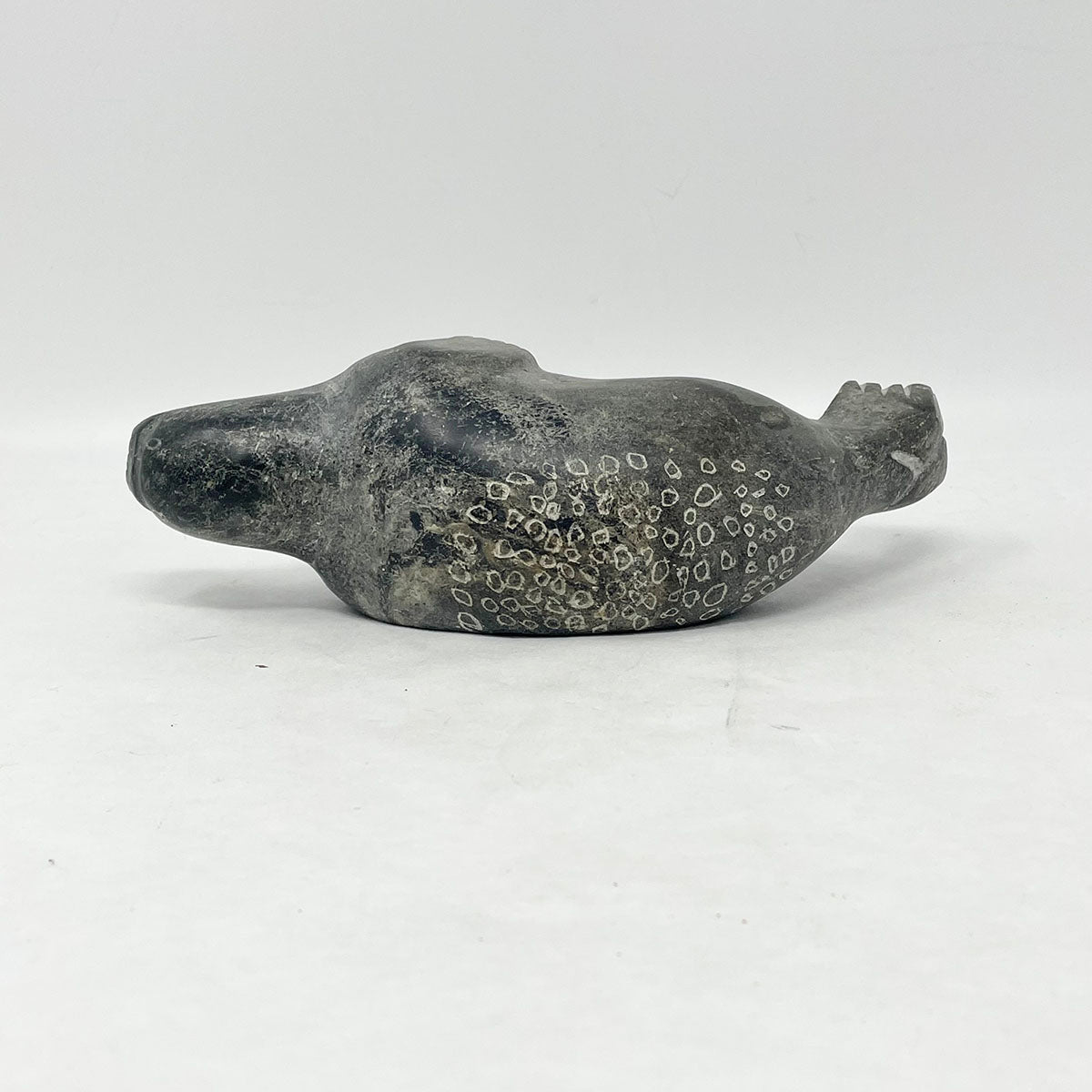 Authentic Inuit Soapstone Seal Sculpture - Hand Carved Artwork - Signed by Artist - Perfect for Home Decor, Office Display & Native Art Collection
