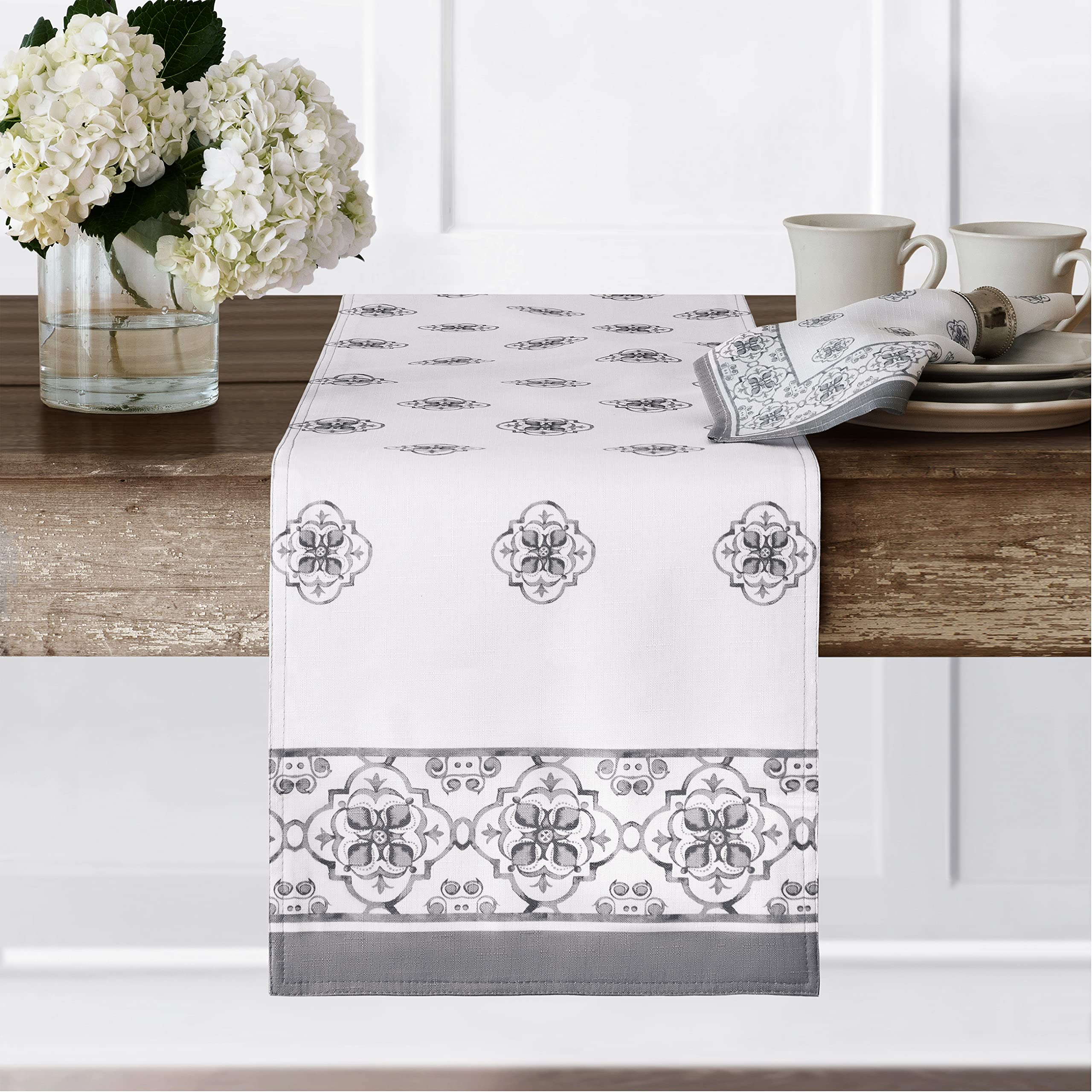 Newbridge Mykonos Grey Mediterranean Table Runner - 13