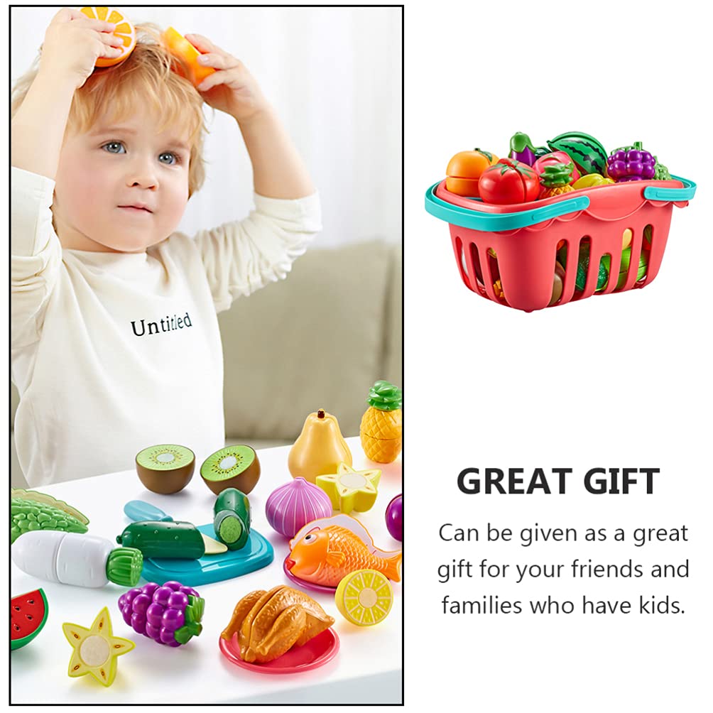 1 Set Play House Toy Cutting Fruit Vegetable Toy for Kids - Pretend Play Kitchen Set with Realistic Fruits & Vegetables - Perfect for Role Play, Learning & Fun at Home or Preschool