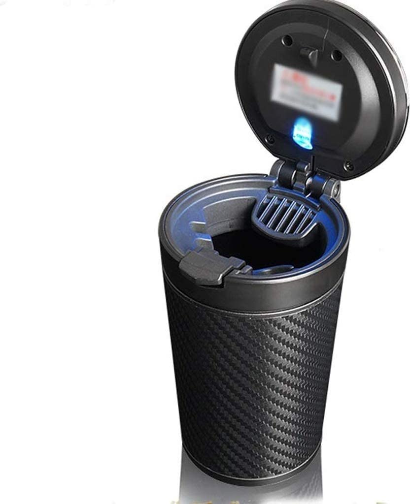 Detachable Car Ashtray with Lighter Set - Blue LED Light Indicator & Lid for Car, Home, Office & Travel | Perfect for Smokers on the Go