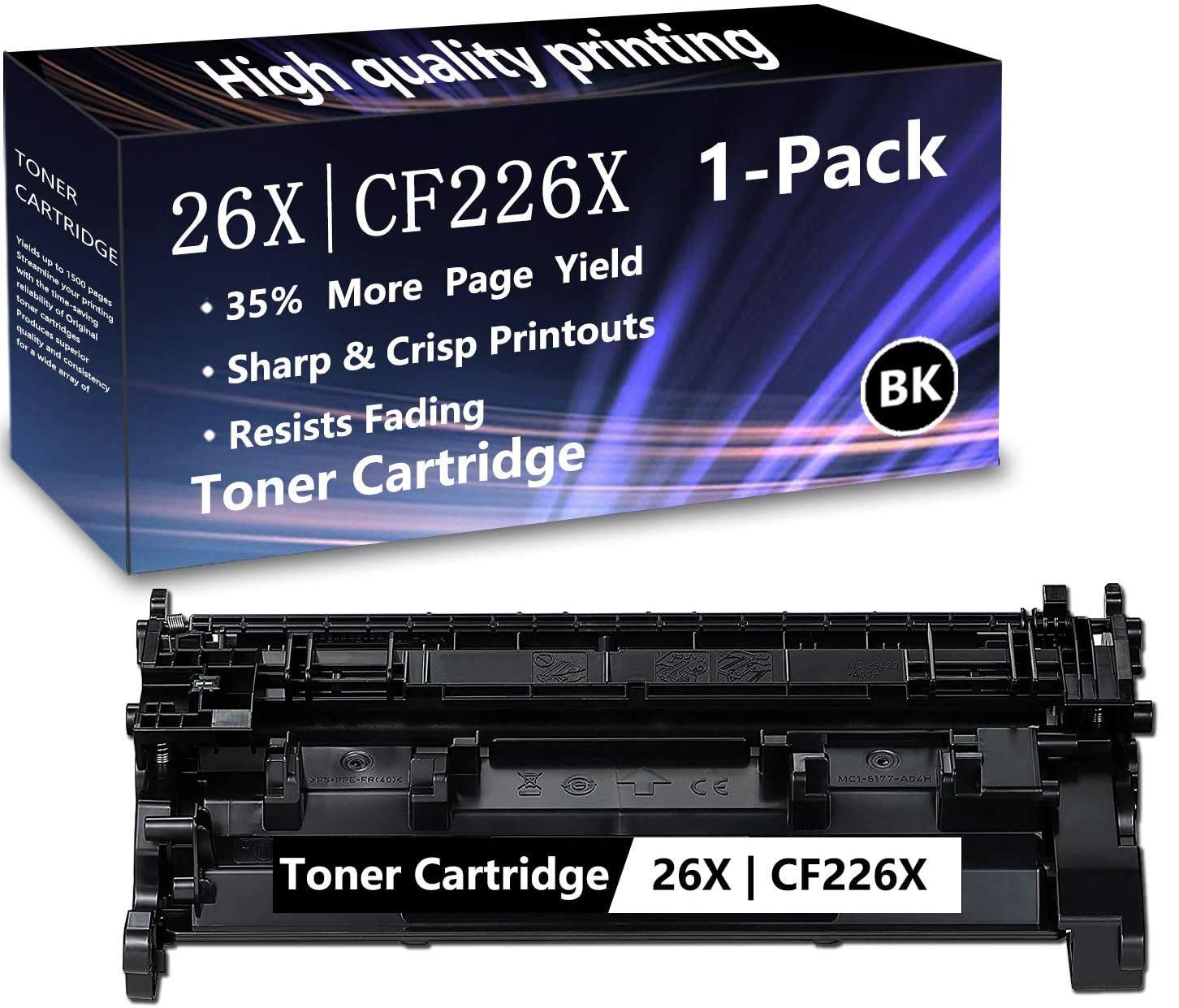 1 Pack Black CF226X Toner Cartridge Replacement for HP Pro M402d/M402/M402dn/M402dw/M402m/M402dne/MFP M426dw/M426fdn/M426fdw/M426m/M427dw Printers - High Yield Printing for Office & Home Use