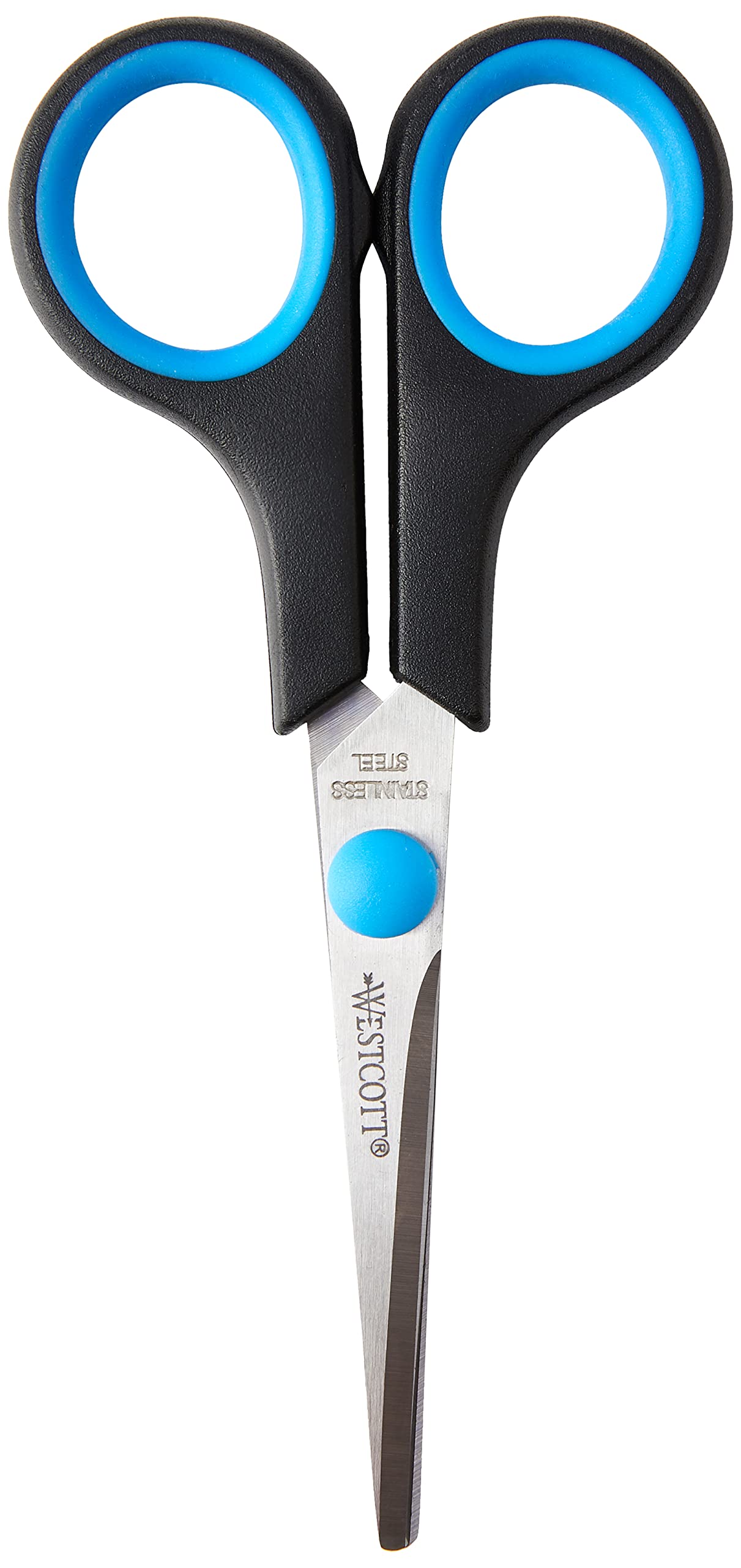 Westcott 5 Inch Left-Handed Soft Grip Scissors - Ergonomic Black/Blue Design for Crafting, Office, and School Use