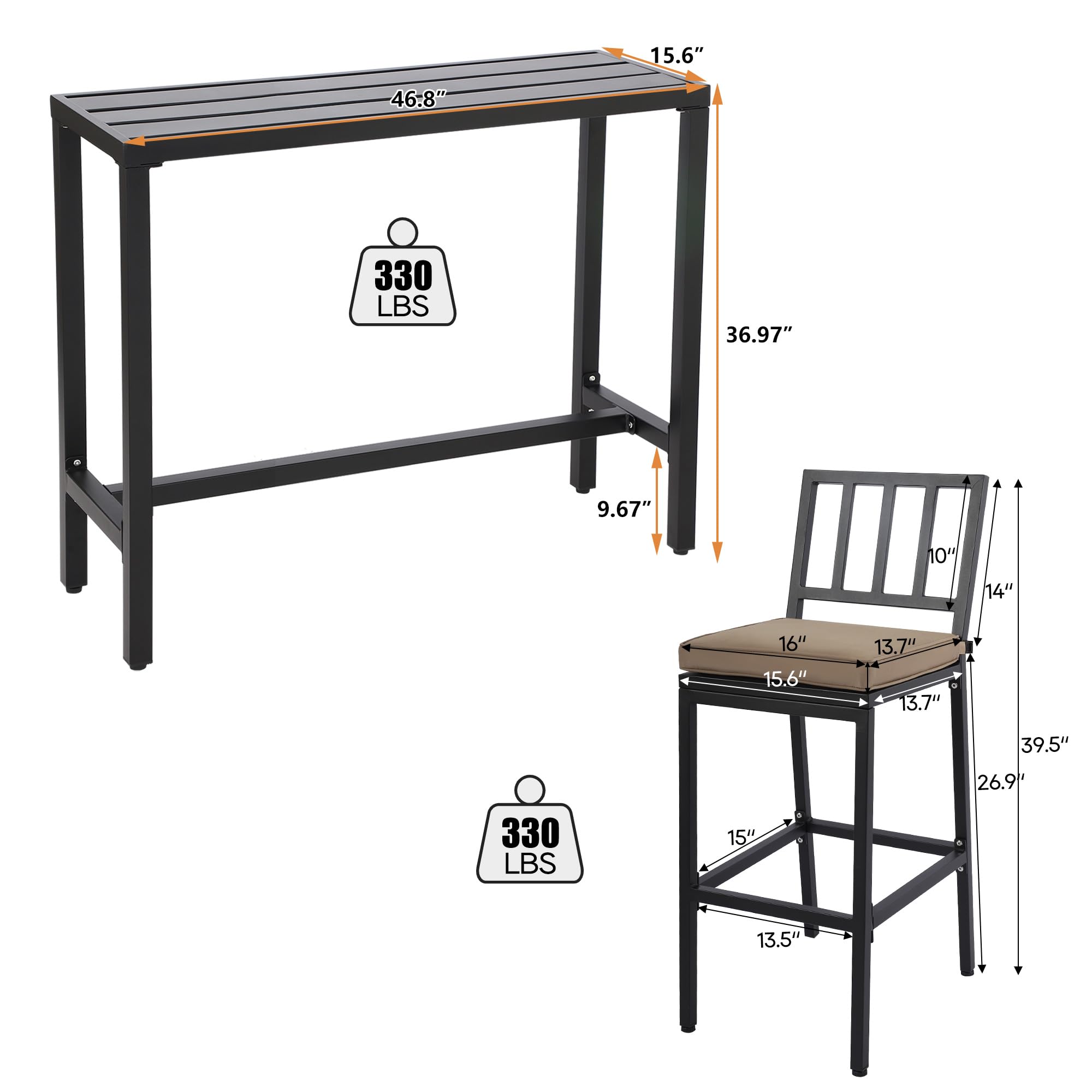 Outdoor Patio Bar Set - 47