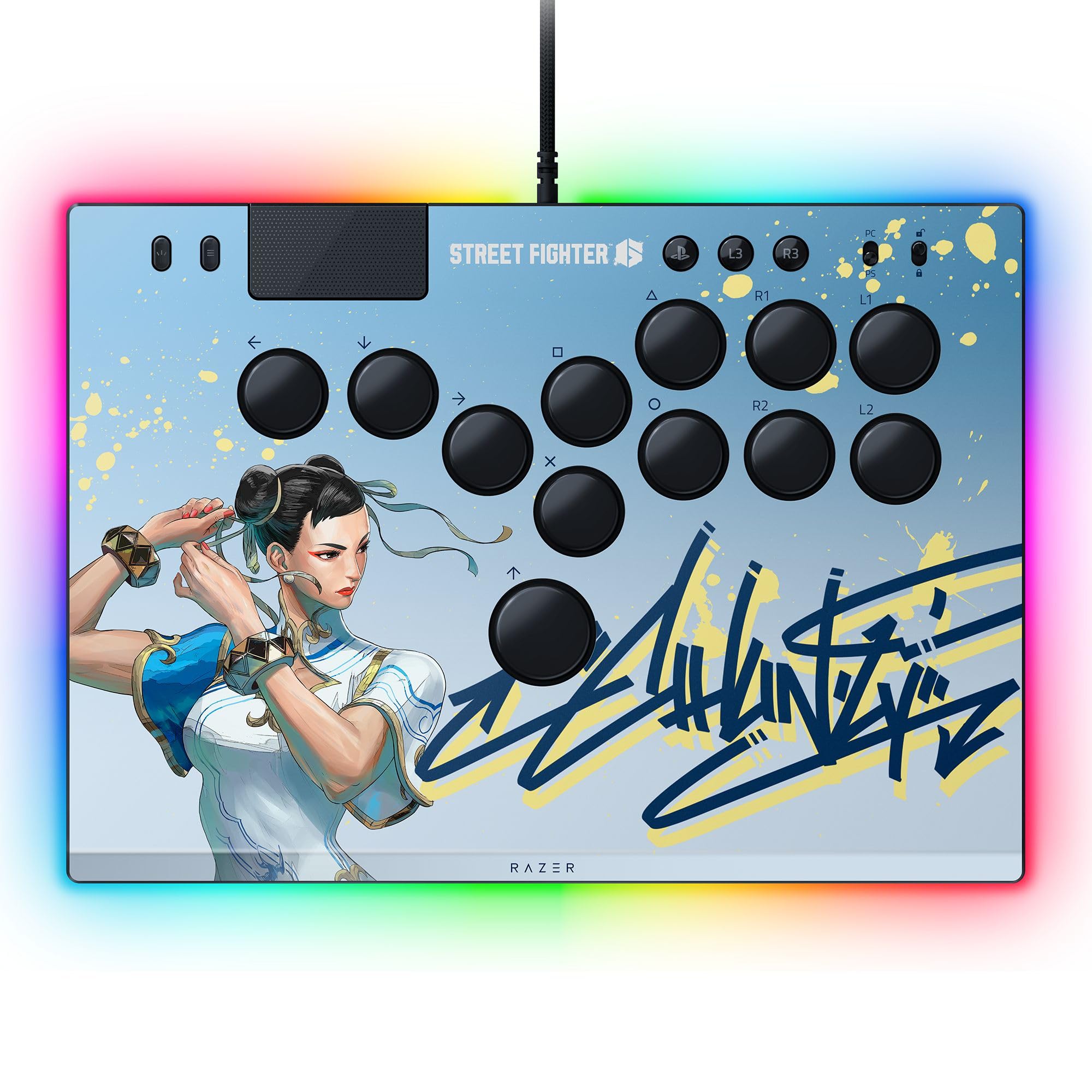 Razer Kitsune Optical All-Button Arcade Controller for PS5 & PC - 4 Precision Movement Buttons, Razer Linear Optical Switches, Slim Portable Design (Chun-Li Edition) - Perfect for Fighting Games, eSports & Arcade Enthusiasts
