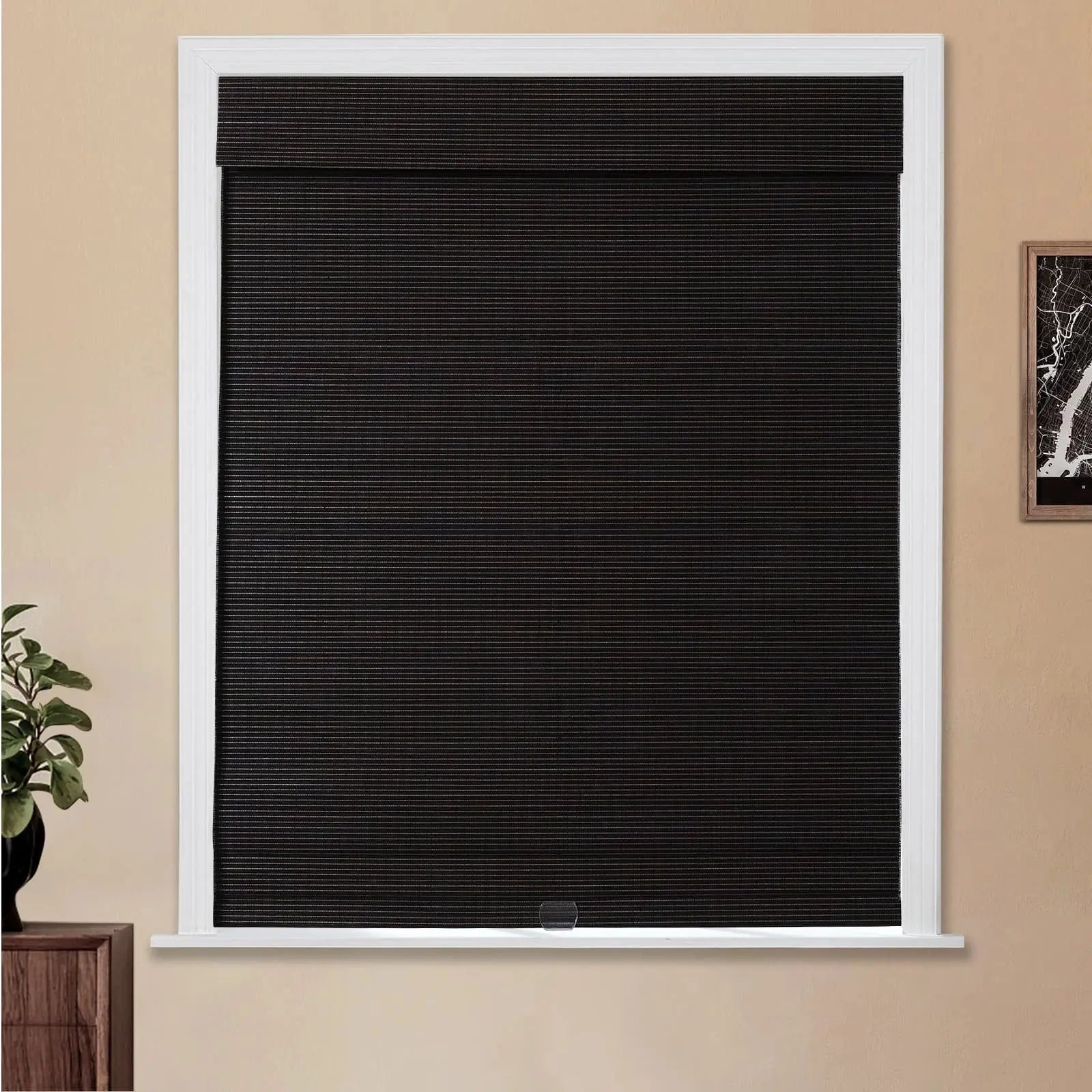 Natural Flax Bamboo Woven Window Shade - Chocolate Brown | Eco-Friendly Roman Shades for Living Room, Bedroom & Office Decor