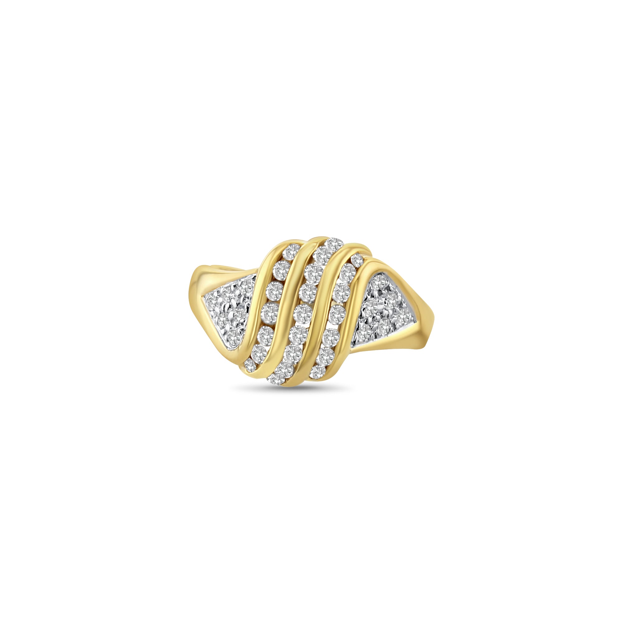 14K Yellow Gold Diagonal Diamond Cluster Wedding Band – Elegant Bridal Ring for Engagement, Anniversary & Special Occasions