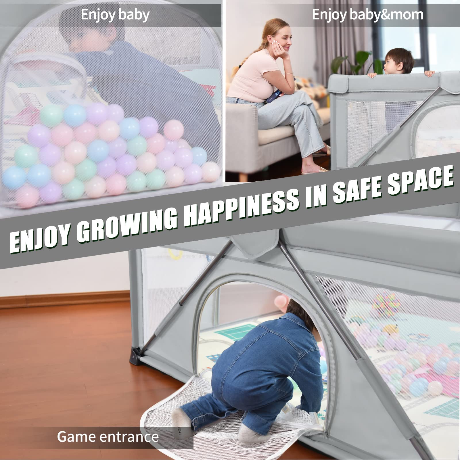 Heyo.Ja Large Foldable Baby Playpen with Gate - 47