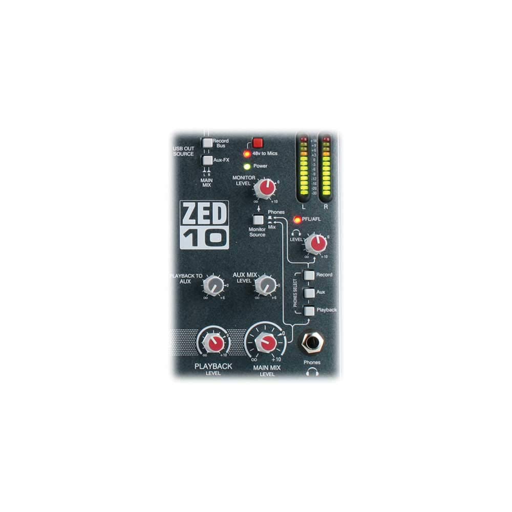 Allen & Heath ZED-10 Professional Audio Mixer - 10-Channel USB Mixing Console with 2 Mic/Line, 2 Mic/Line/DI, 3 Stereo Line Inputs - Perfect for Live Performances, Studio Recording & Podcasting (Black/Red)