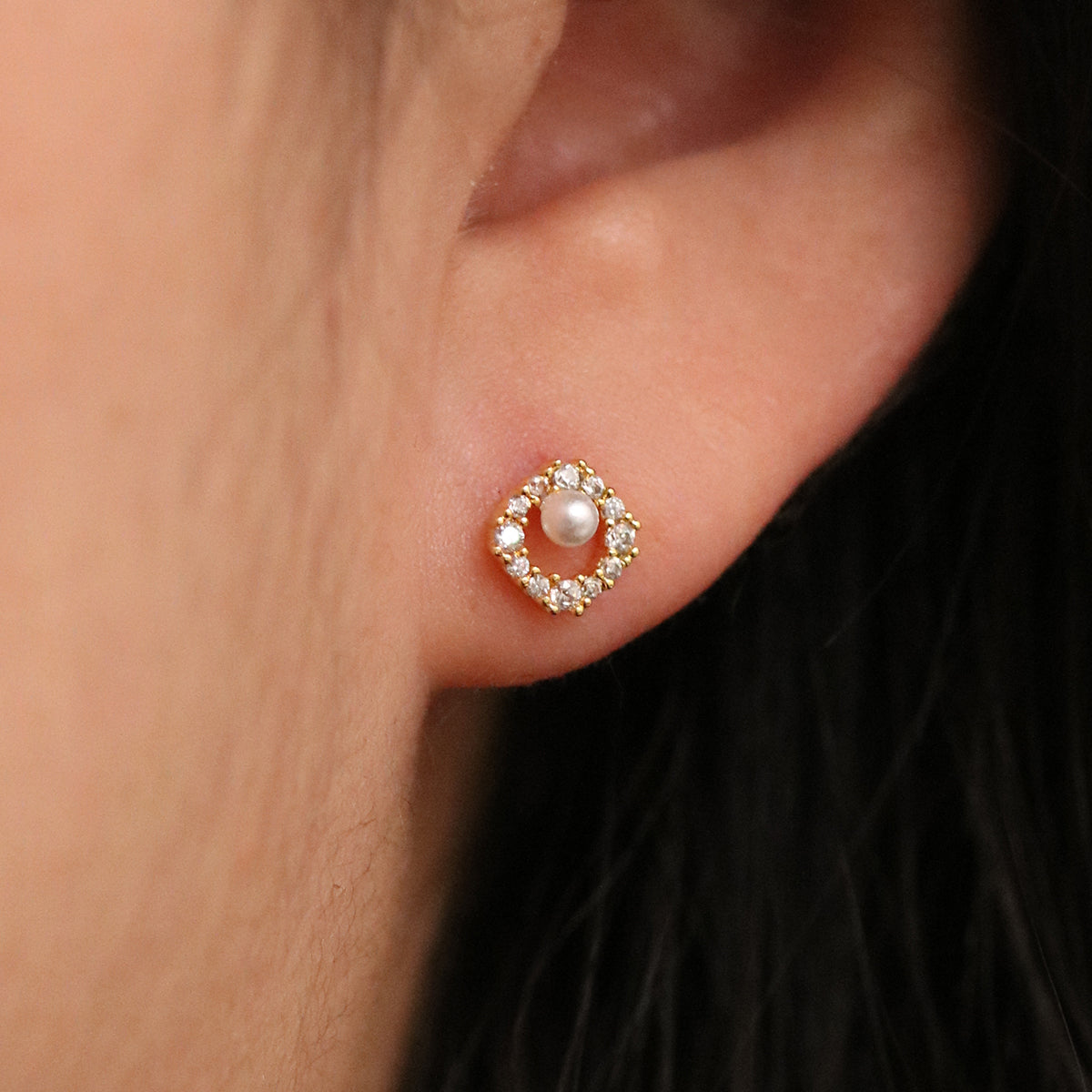 Elegant Cubic Circle Pearl Earrings for Women - Dainty & Stylish Jewelry Gift for Wedding, Party & Everyday Wear