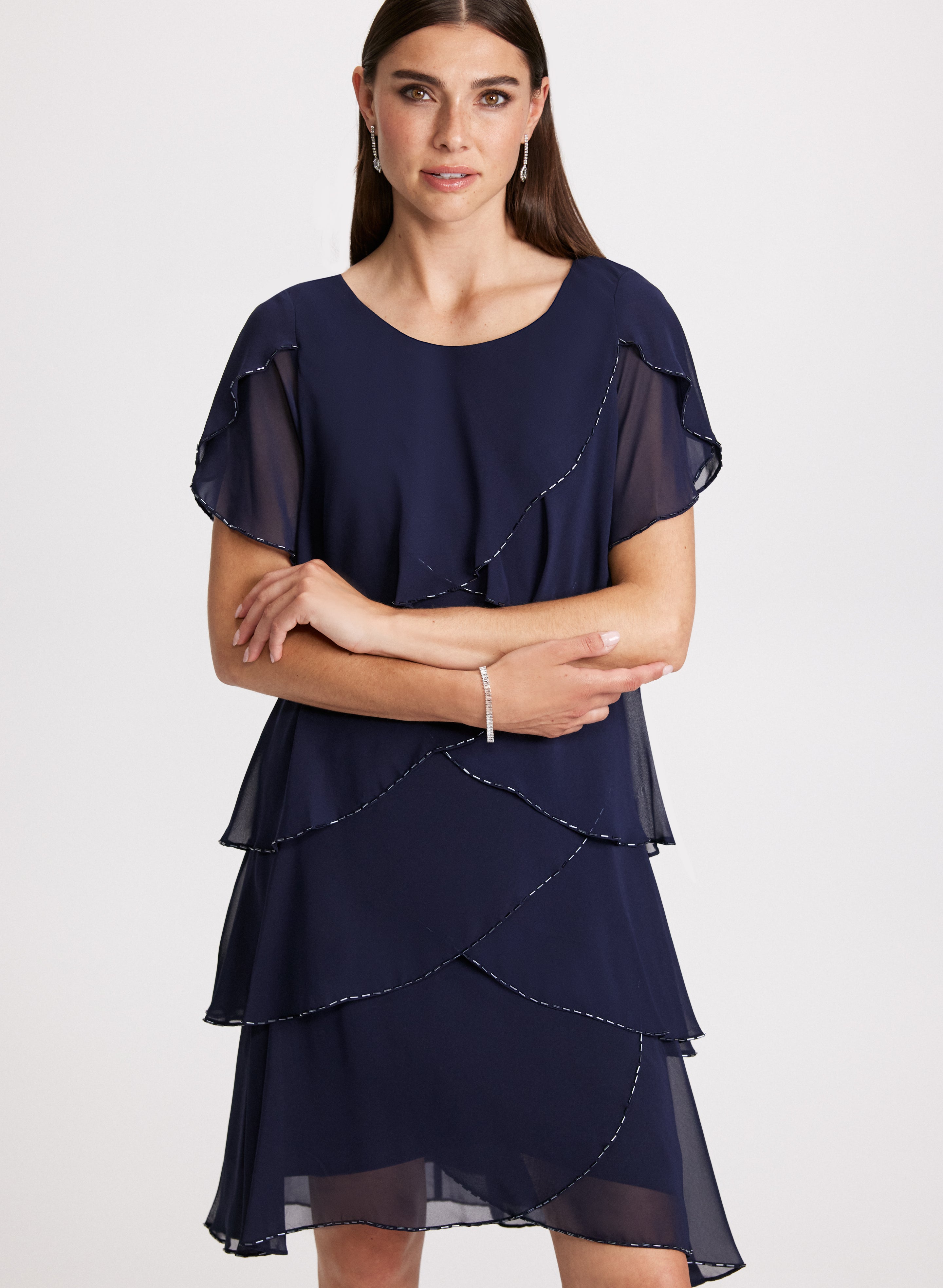 Elegant Beaded Tiered Maxi Dress for Women - Perfect for Weddings, Parties & Special Occasions