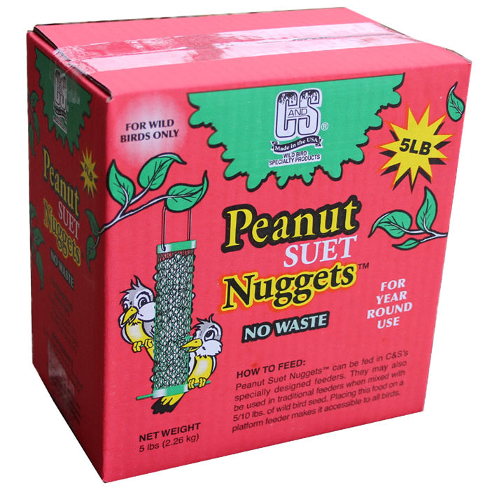 Peanut Suet Nuggets for Birds - High Energy Wild Bird Food, 5 lbs - Perfect for Backyard Bird Feeders & Attracting Woodpeckers, Nuthatches & Chickadees
