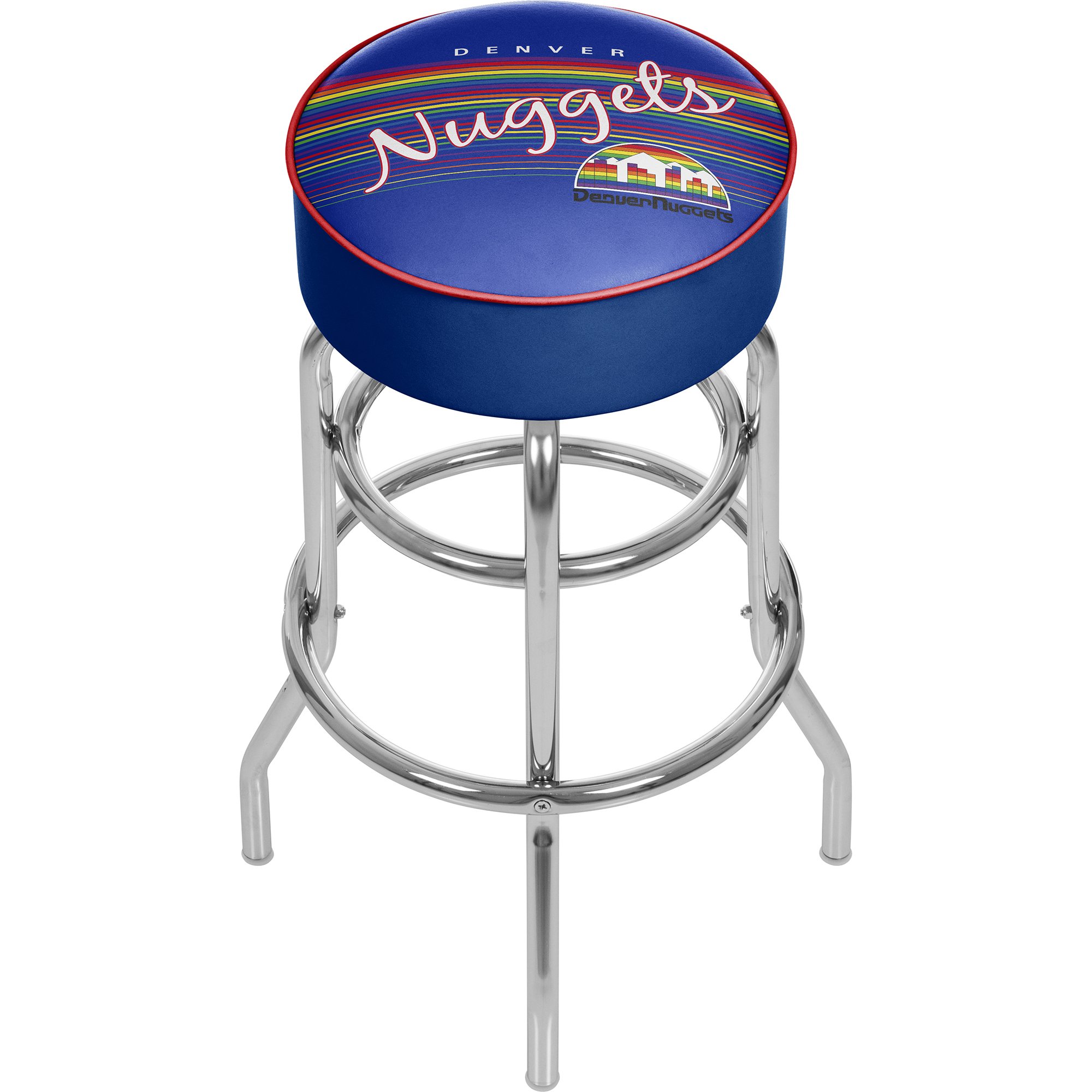 Denver Nuggets NBA Swivel Bar Stool with Padded Seat - Chrome Hardwood Classics Style for Home Bar, Game Room & Sports Decor