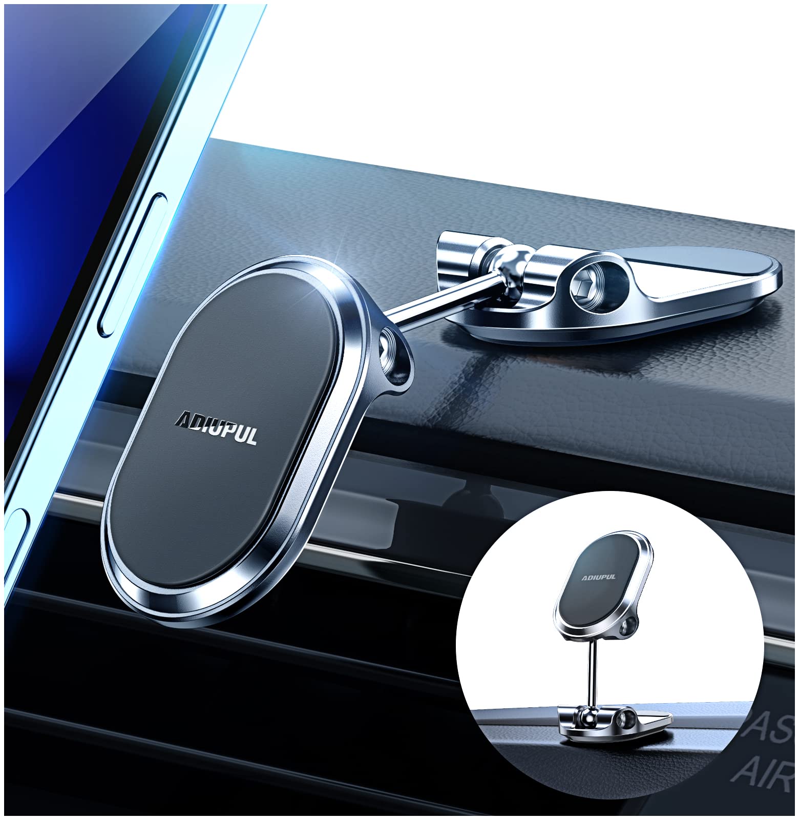 Upgraded 6X Magnetic Phone Holder for Car - 360° Rotation Dashboard Mount with Super Sticker | Universal Smartphone Compatible (Black) | Perfect for Commuting, Road Trips & GPS Navigation