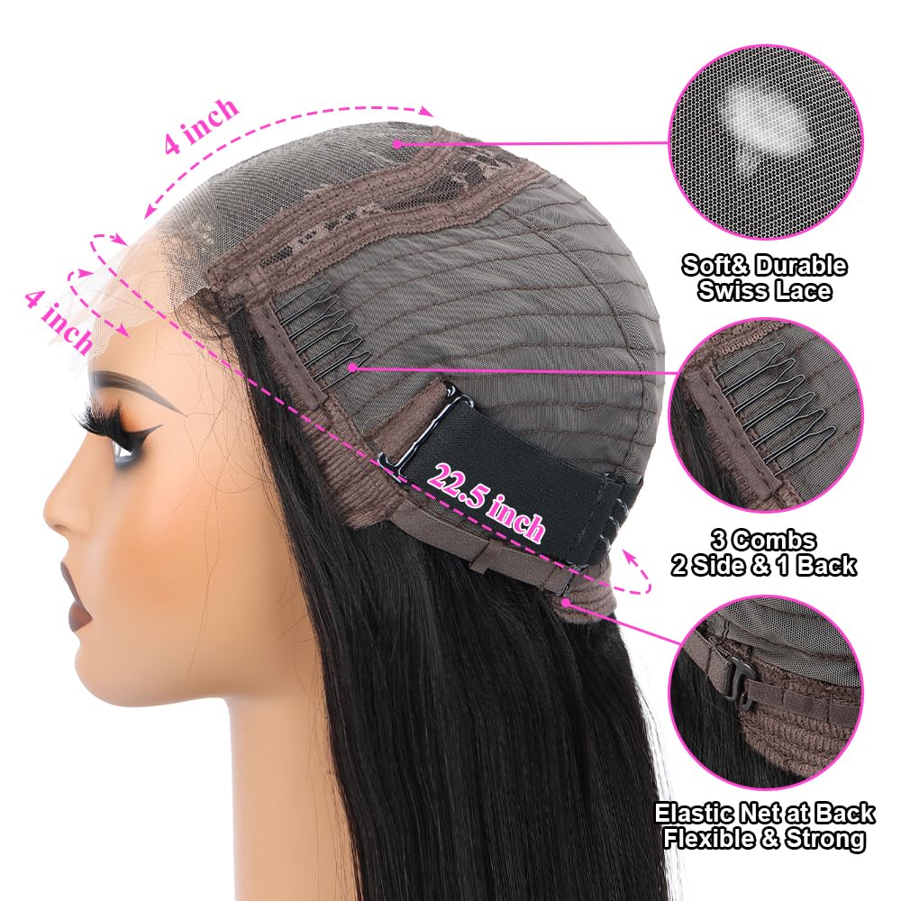 4x4 Lace Front Human Hair Wigs - 150% Density 28