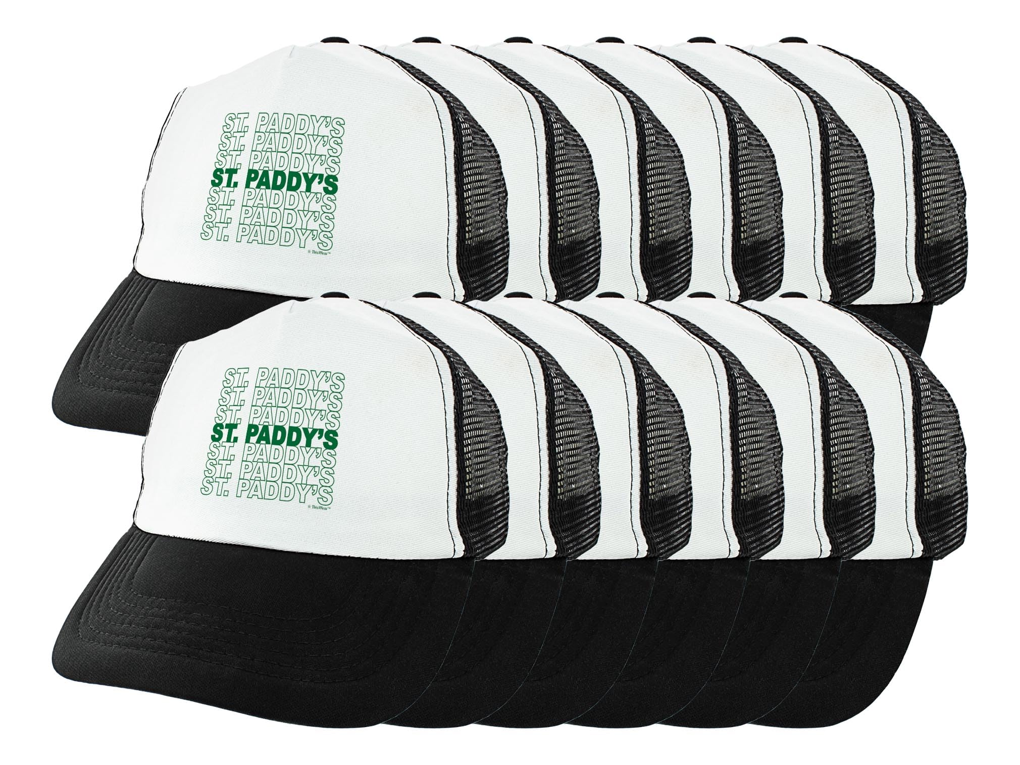 St. Patrick's Day Party Hats - Set of 4 Lucky Snapback Trucker Hats with Irish Word Art | Perfect for St. Paddy's Day Celebrations, Parades & Themed Parties