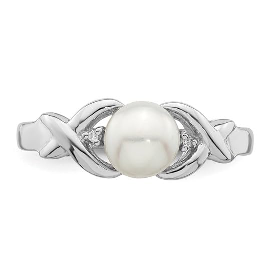 Sterling Silver Freshwater Pearl & Diamond Accent Ring - Size 8, Rhodium Plated for Women | Elegant Jewelry Gift for Anniversary, Birthday & Special Occasions