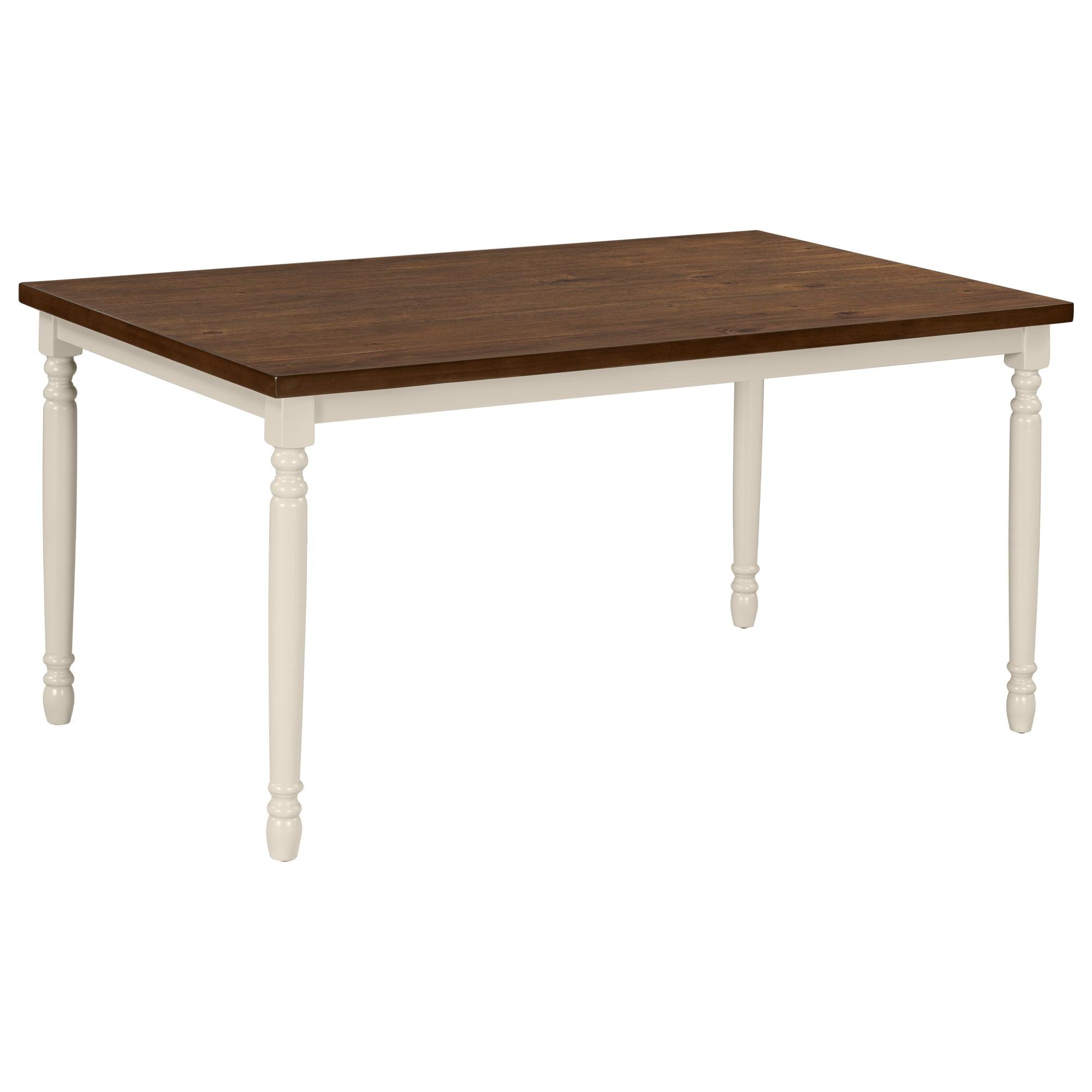 Classic 6-Piece Wooden Dining Set with Table, 4 Chairs & Bench for Kitchen & Dining Room - Brown & Cottage White | Perfect for Family Meals, Entertaining Guests & Small Space Dining